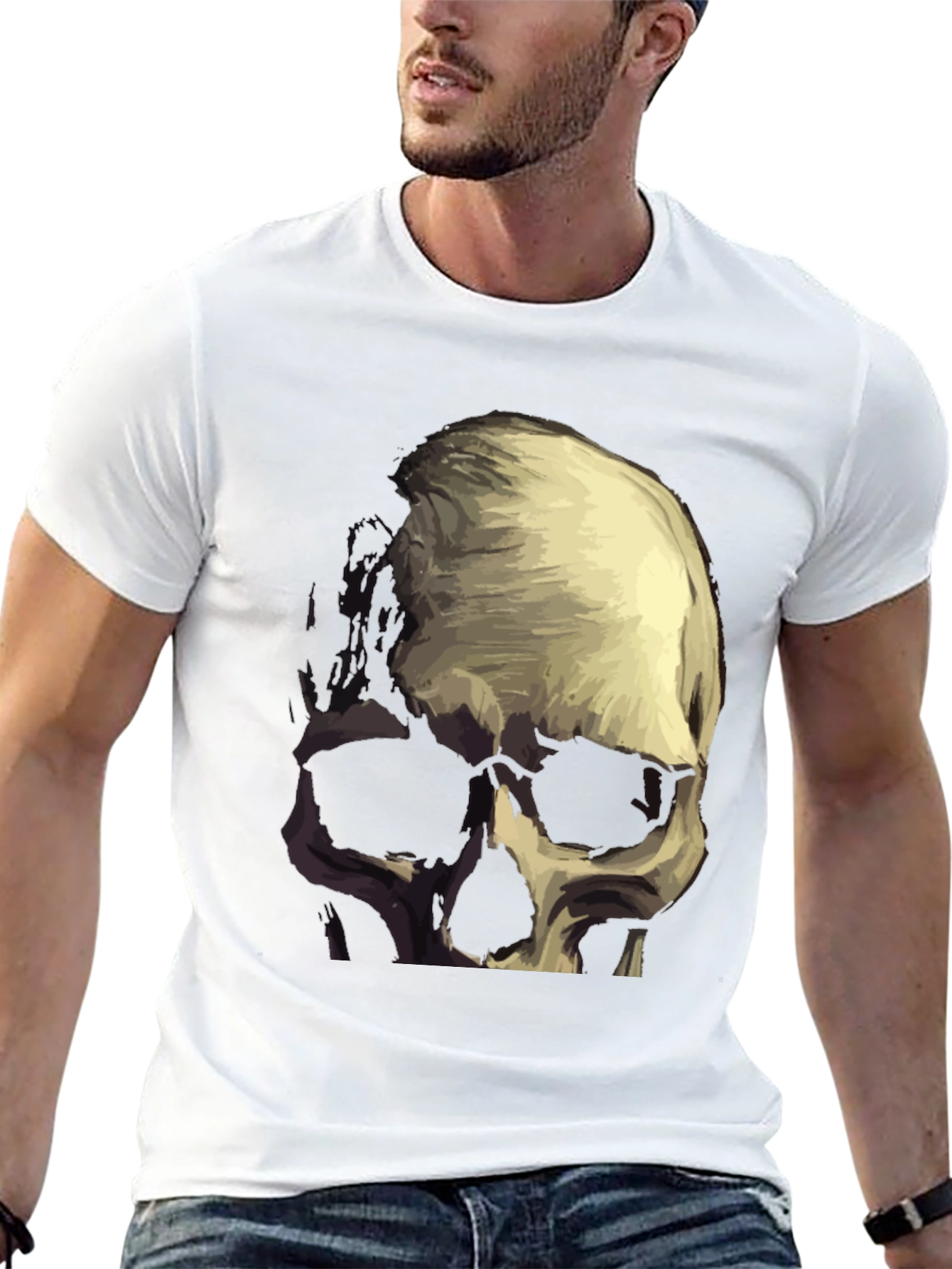 Skull Graphic Tee - Black Cotton Blend T-Shirt