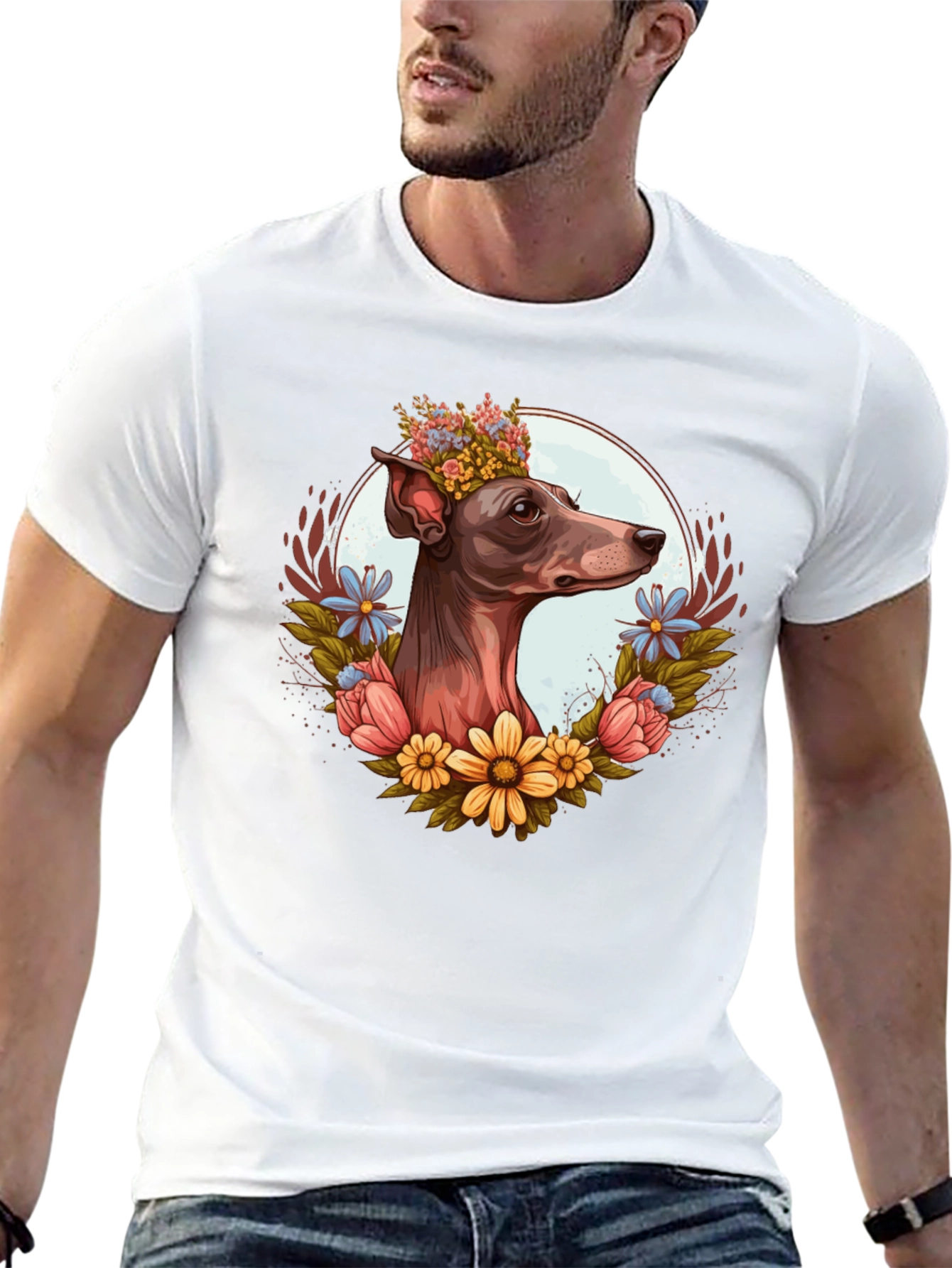 Dog Floral Crown Graphic Tee - Unisex