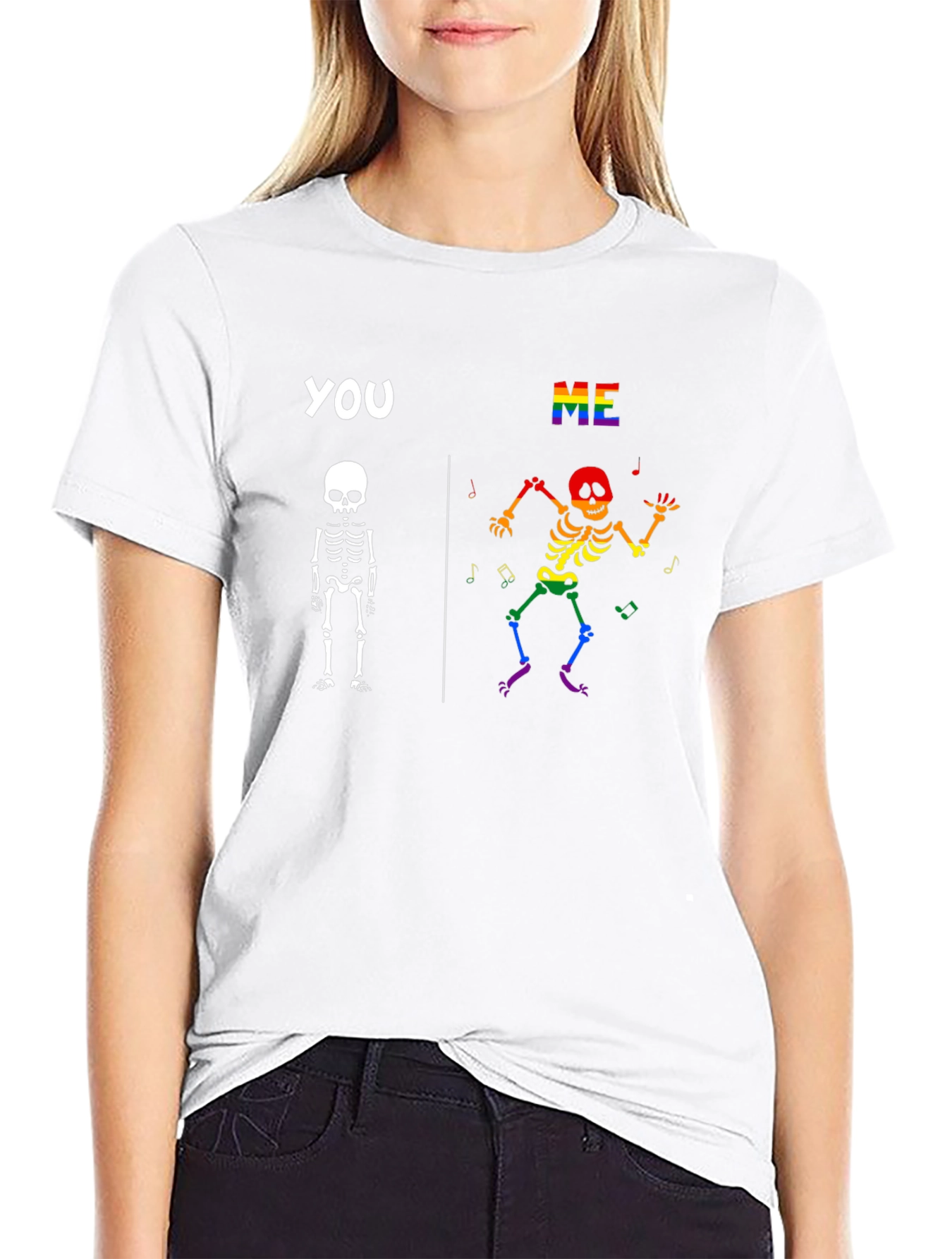 Funny Skeleton You vs Me T-Shirt