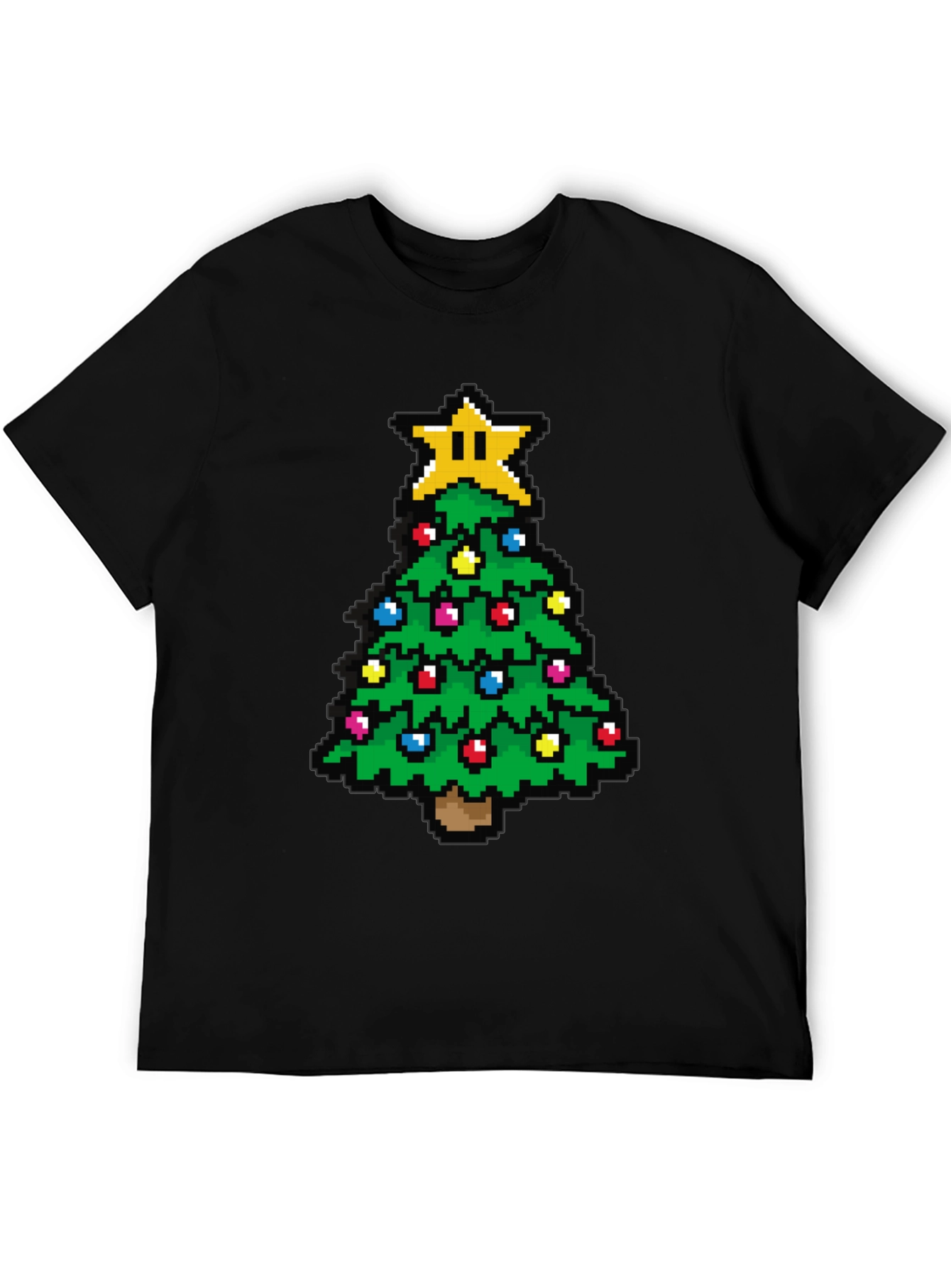 Pixel Christmas Tree Graphic Tee - Festive Gamer Style