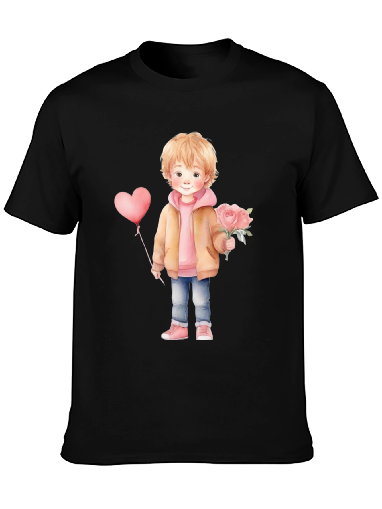 Cute Boy with Flowers and Balloon T-Shirt