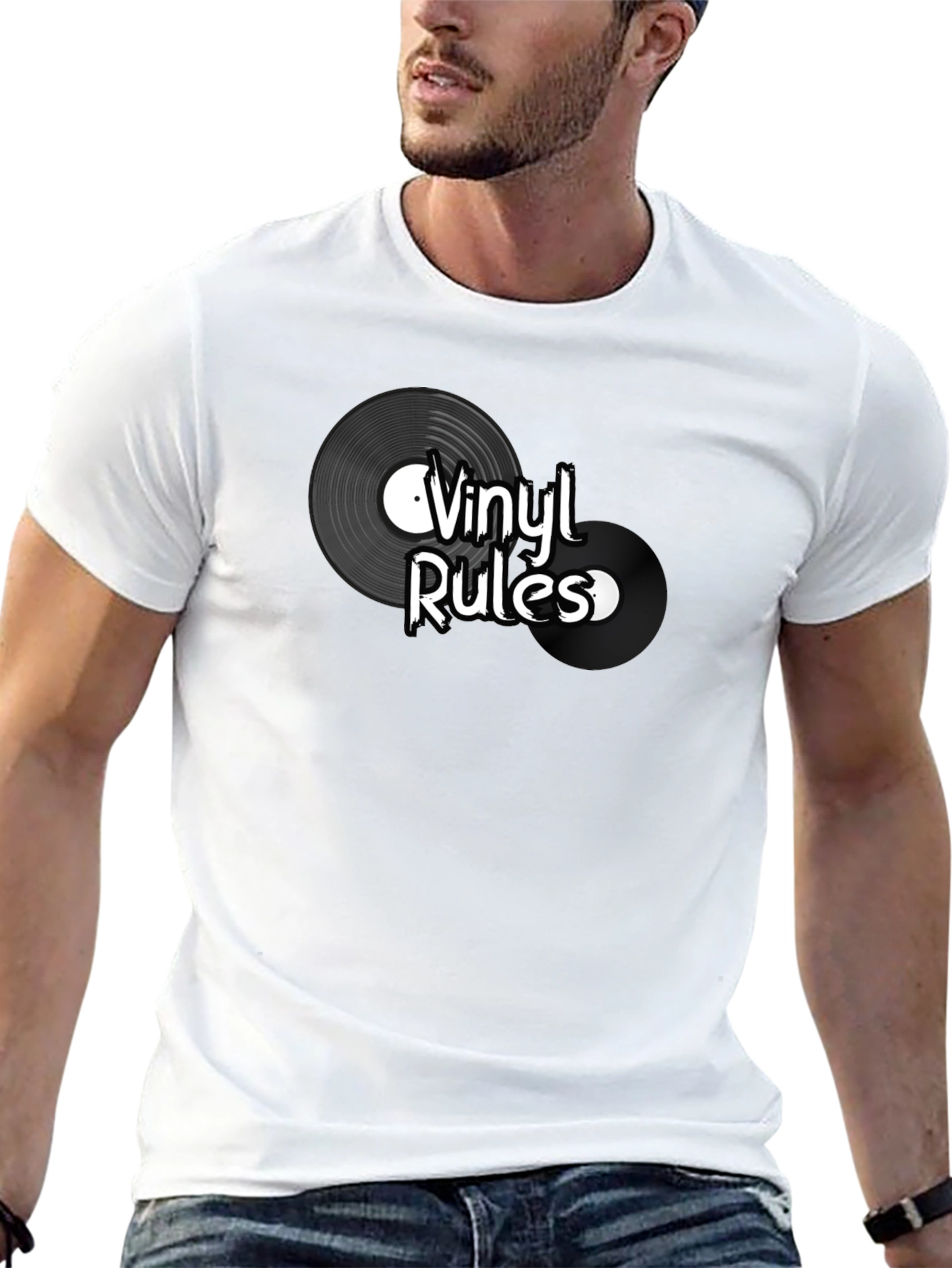 Vinyl Rules Graphic Tee - Black Cotton T-Shirt