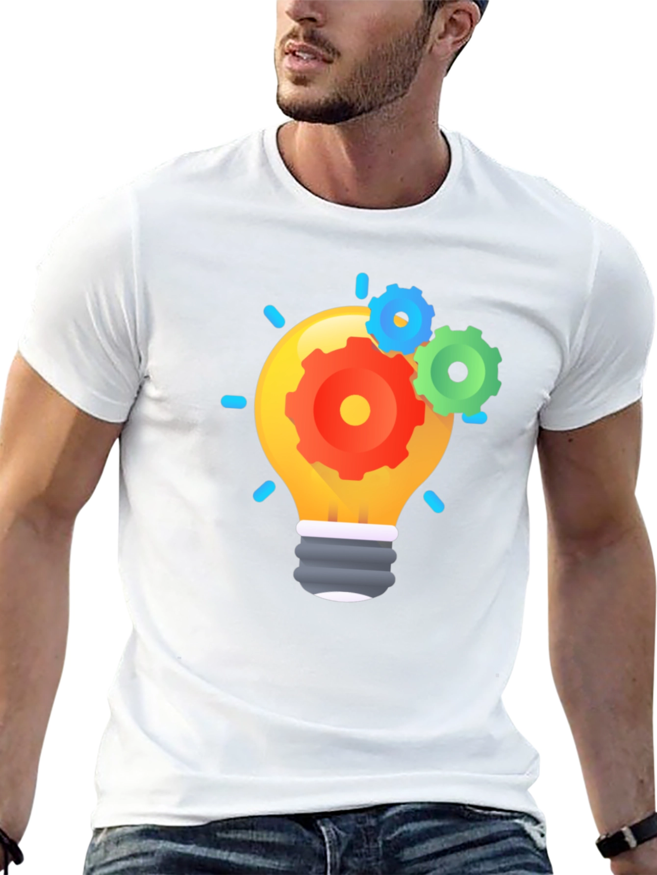 Creative Idea Light Bulb Graphic Tee - Black