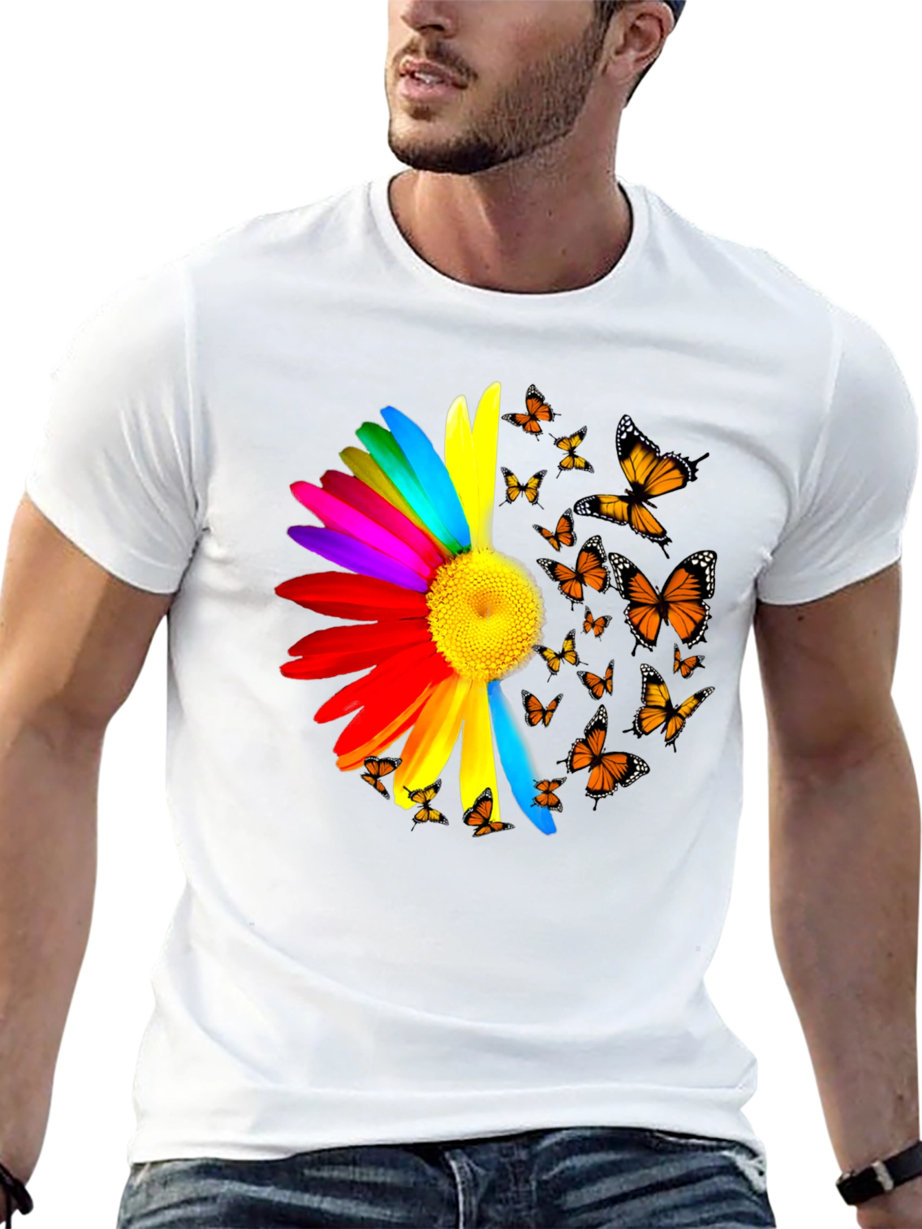 Rainbow Sunflower Butterfly T-Shirt