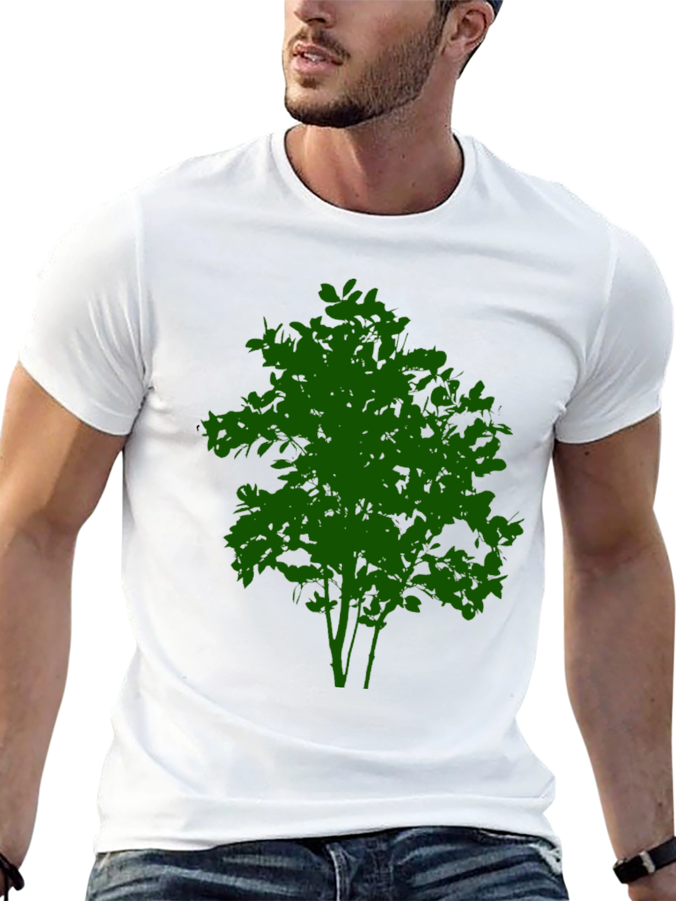 Green Tree Graphic Black T-Shirt - Nature Inspired Design