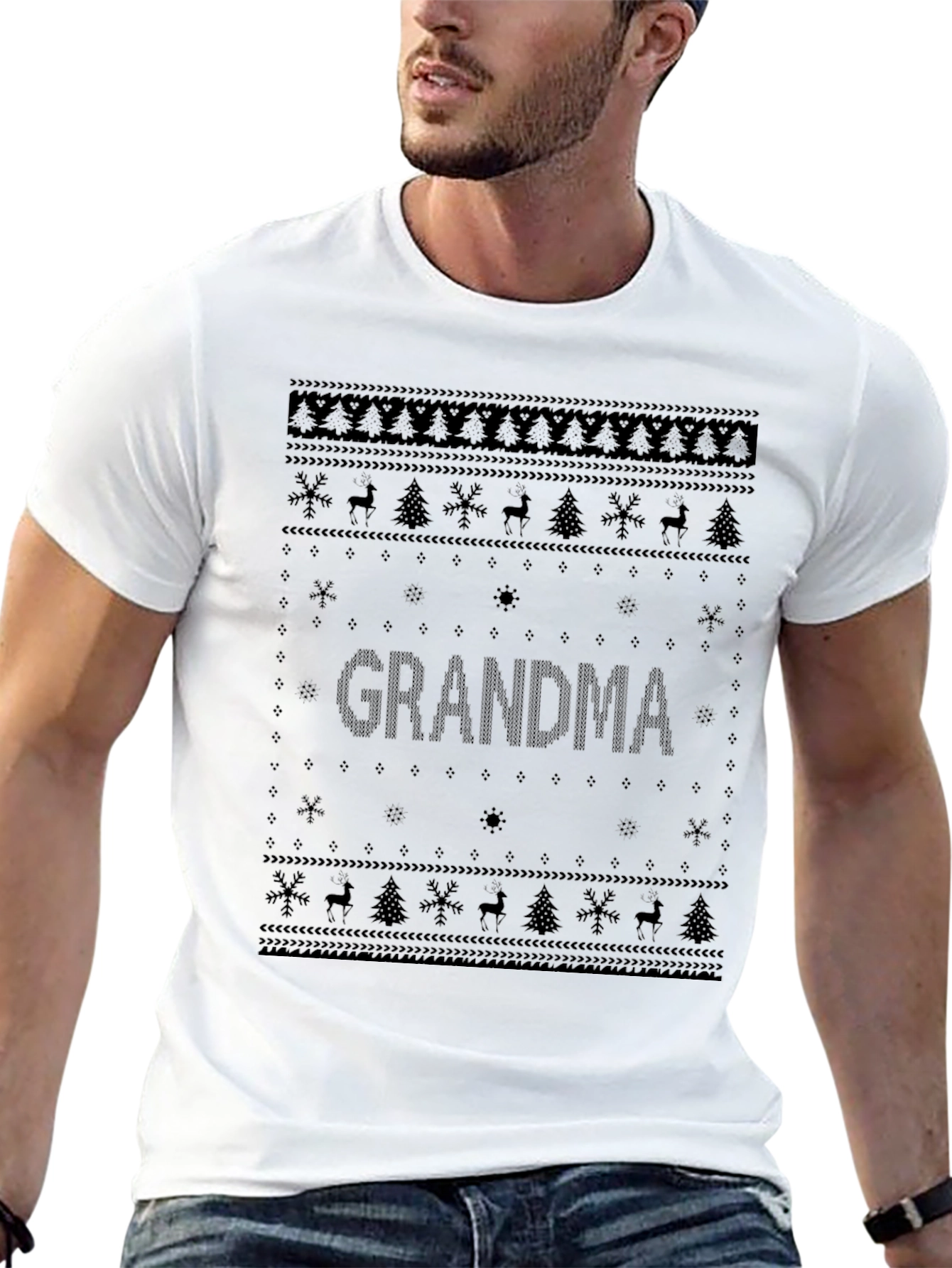 Grandma Ugly Christmas Sweater Style T-Shirt