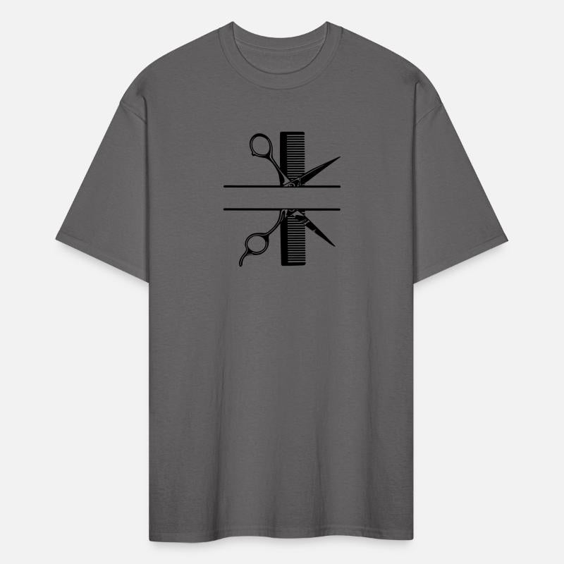 Text banner logo hairdresser, scissors with comb