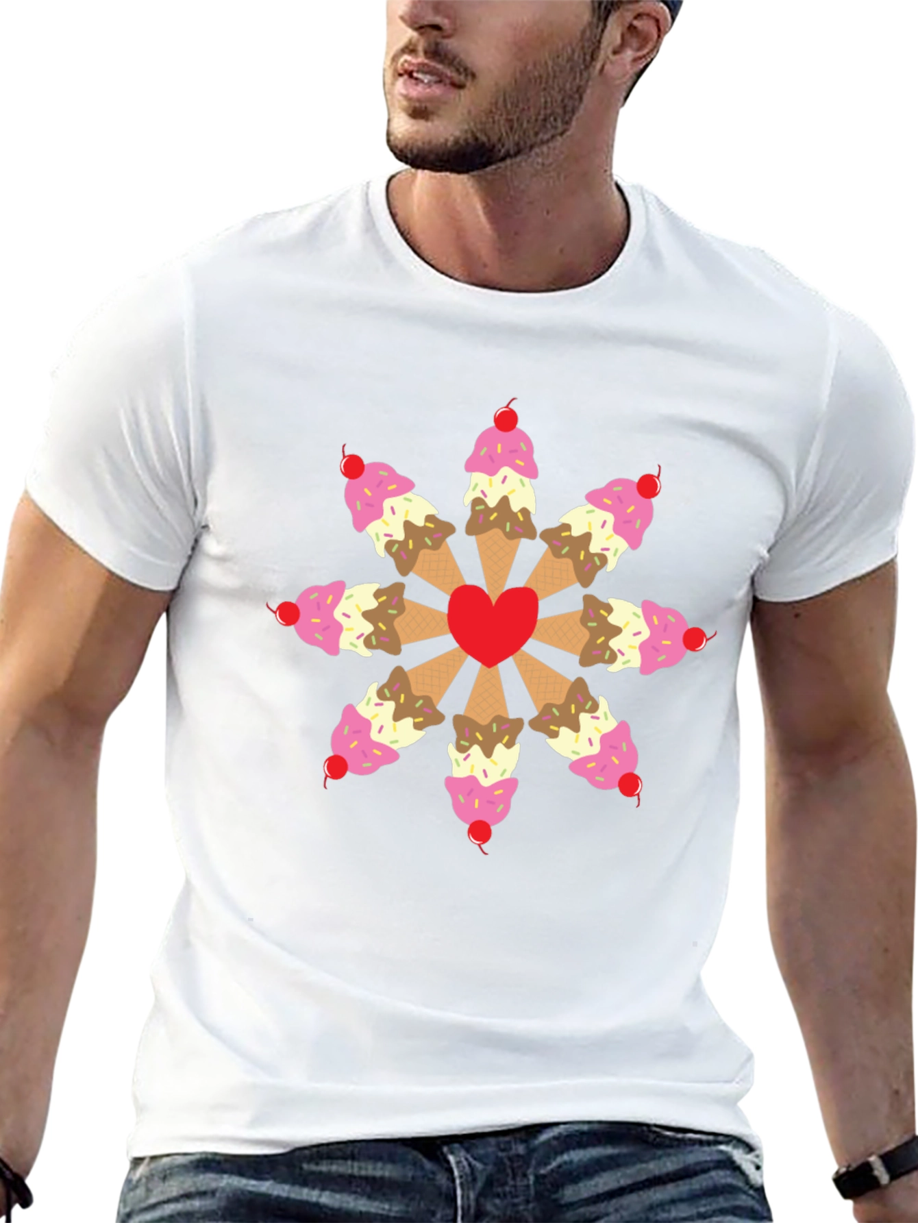 Ice Cream Heart Graphic Tee - Sweet Treat Shirt