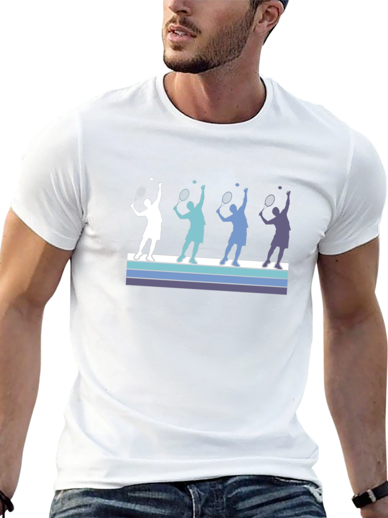 Tennis Player Silhouette Graphic Tee - Black