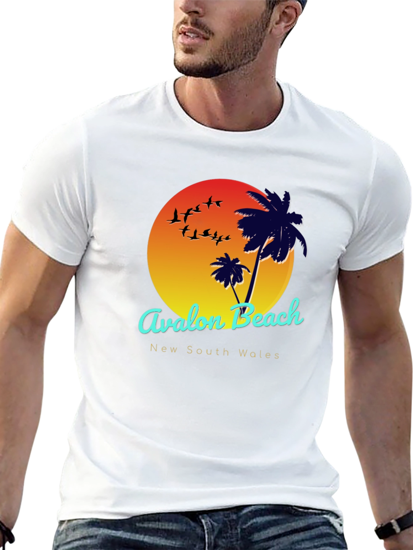 Avalon Beach Black Graphic T-Shirt