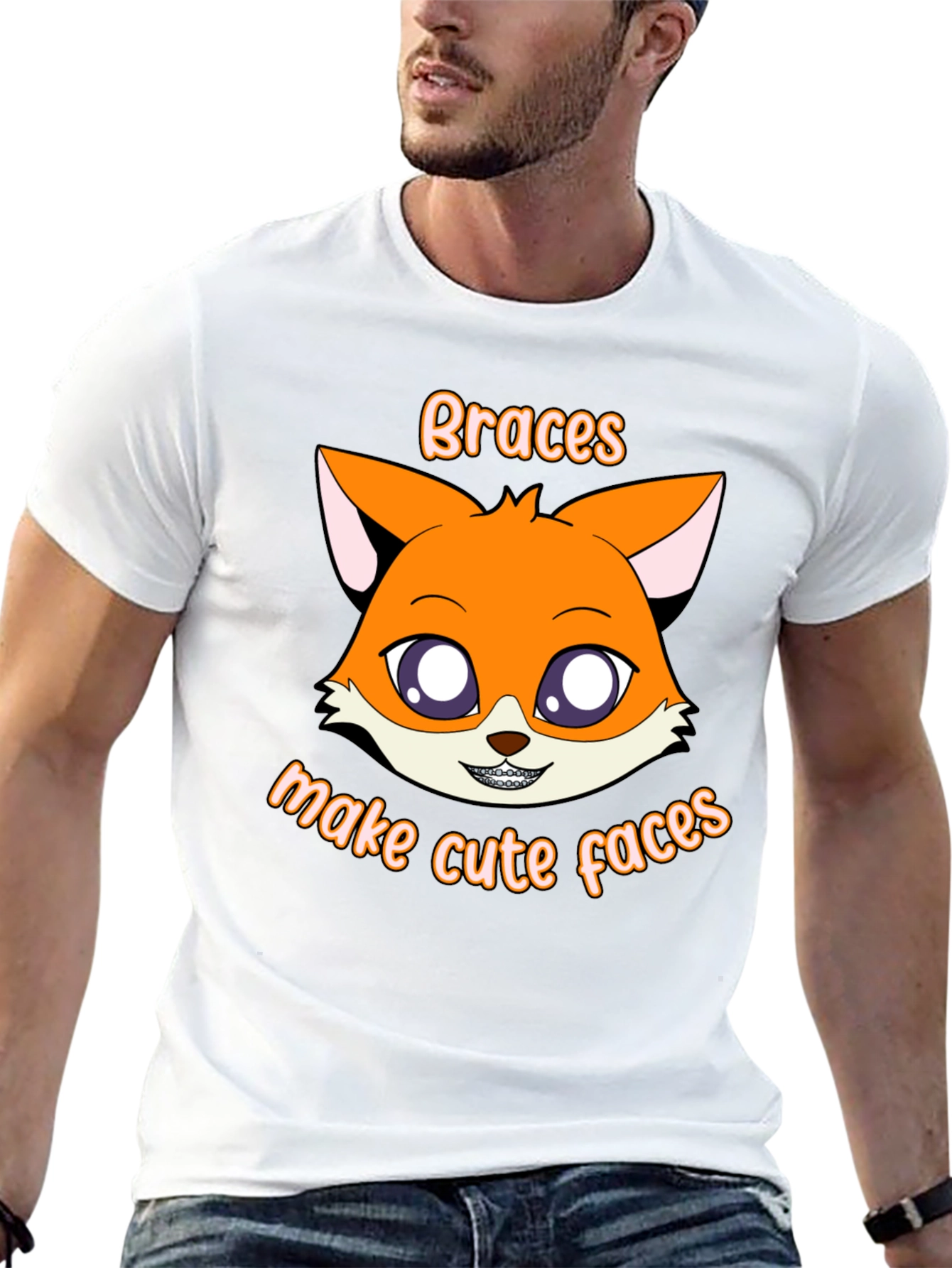 Cute Fox Braces T-Shirt - Make Cute Faces!