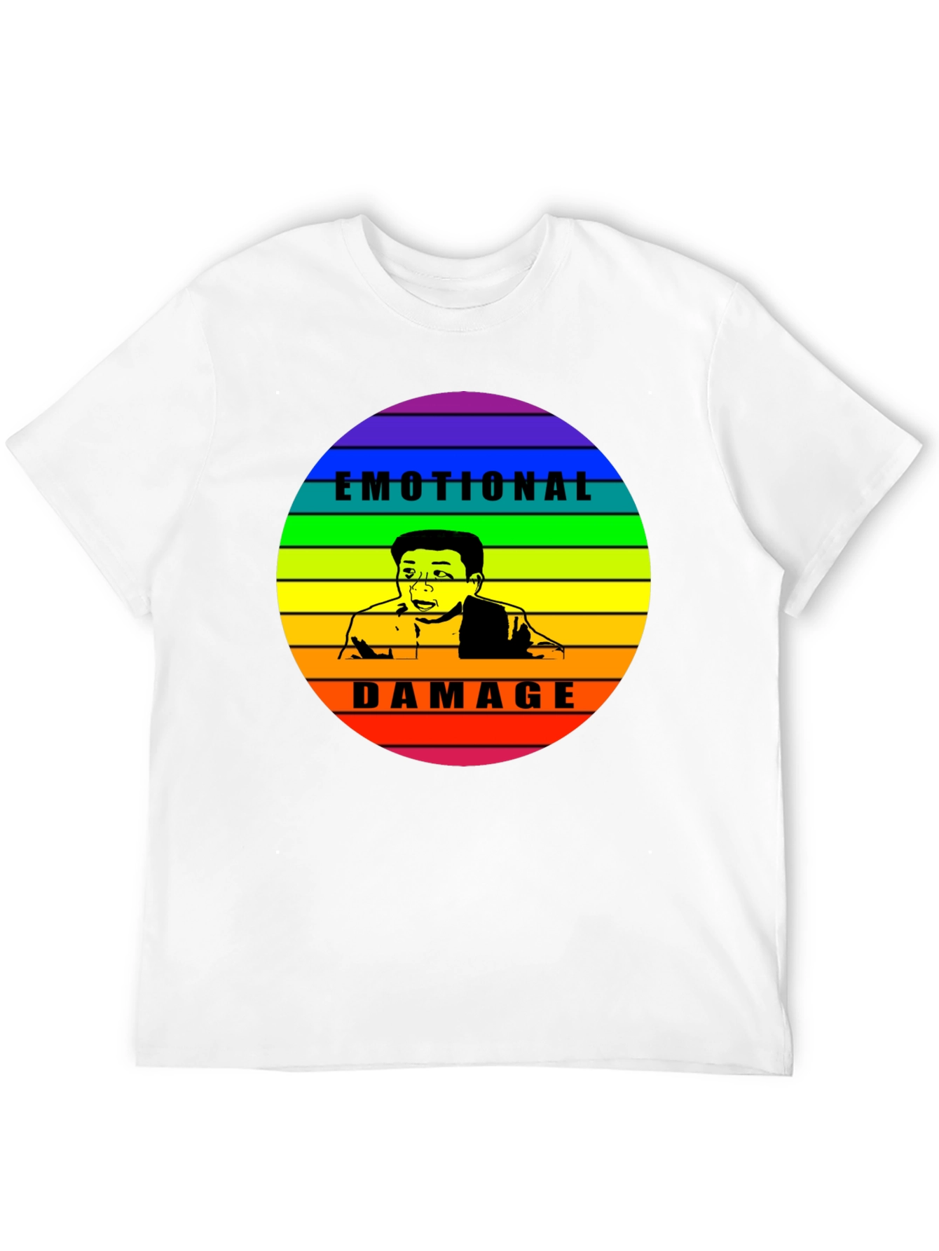 Emotional Damage Meme Rainbow Graphic Black T-Shirt