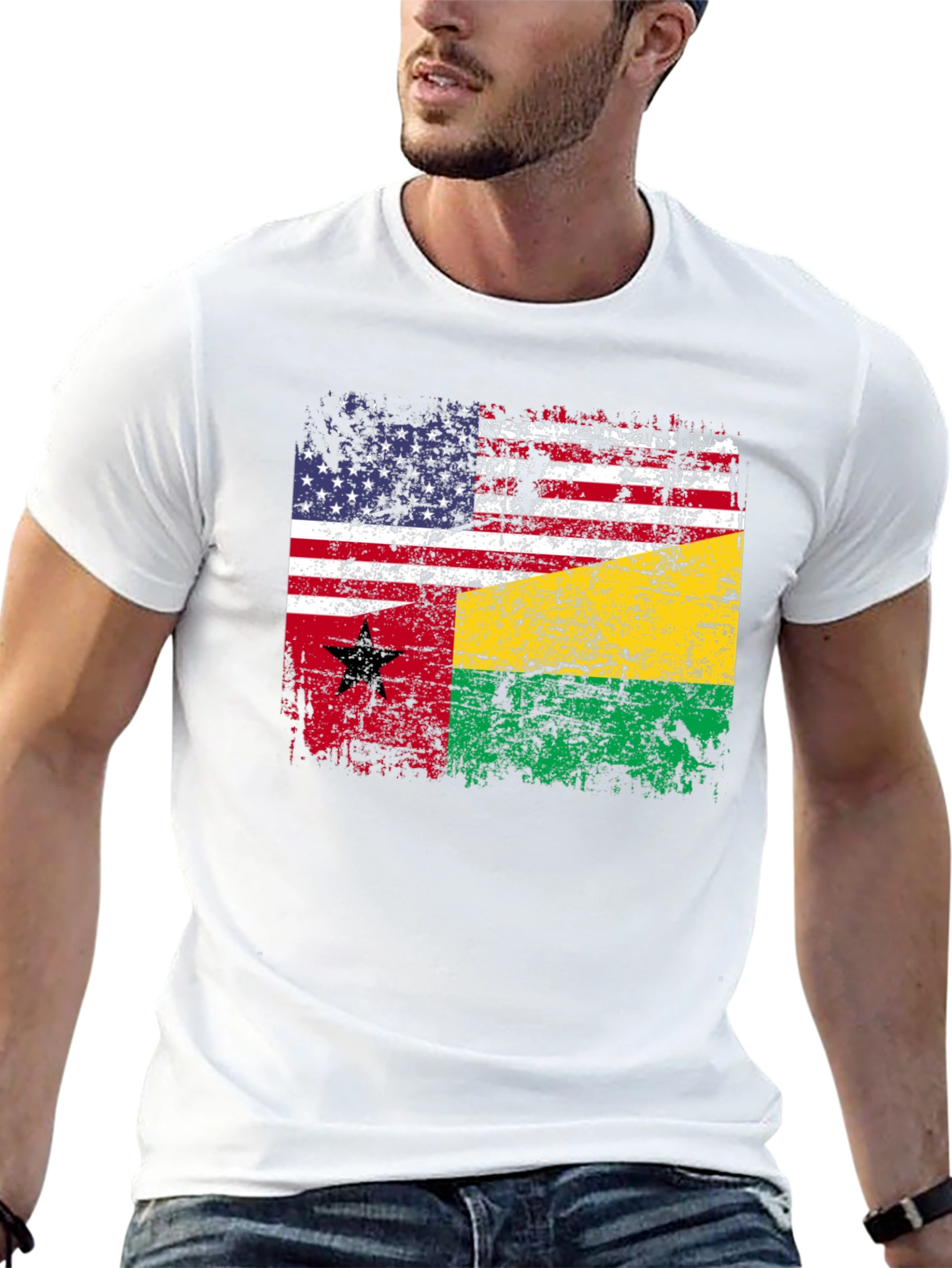 USA Guinea-Bissau Flag Graphic Tee