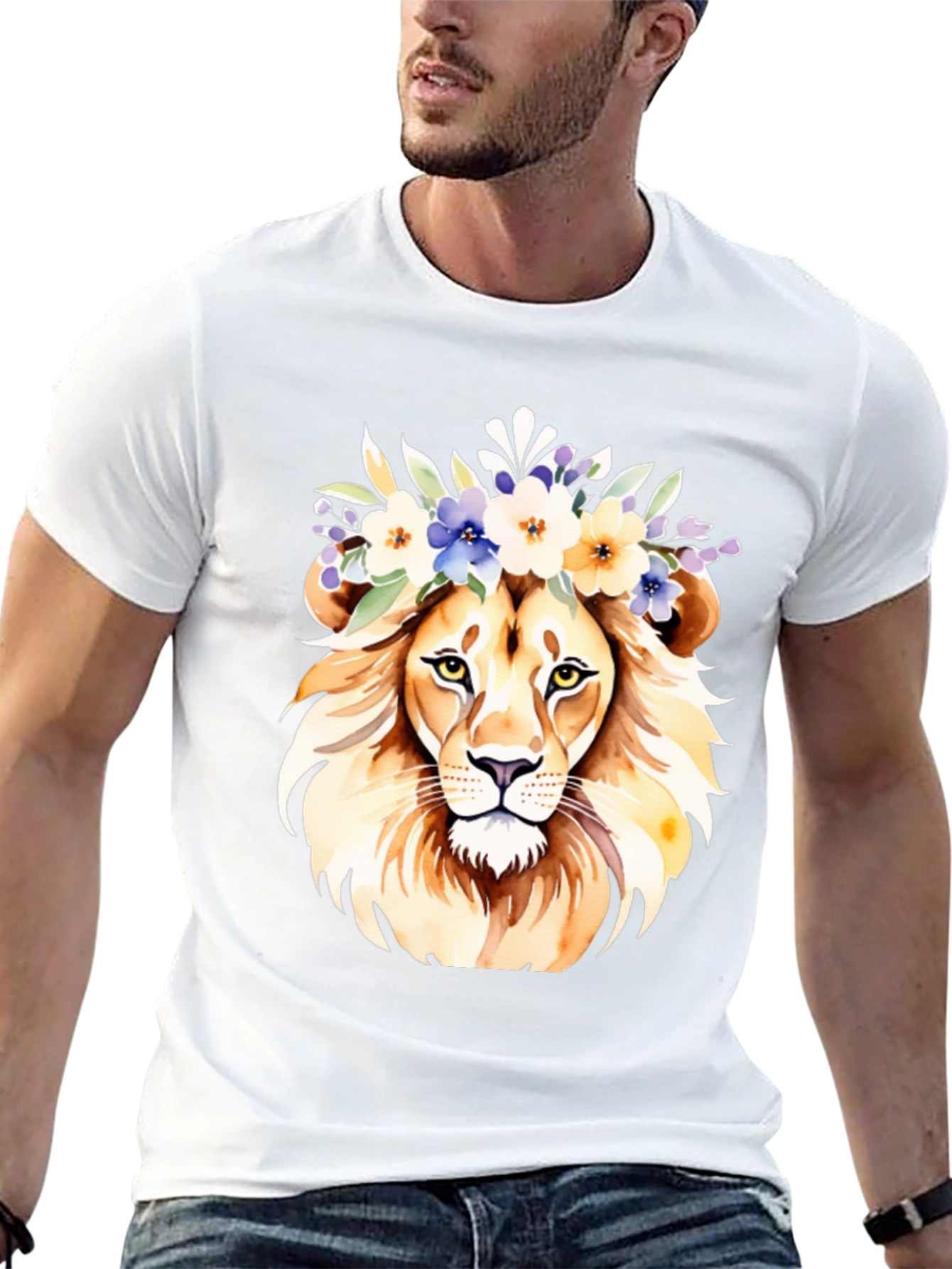 Floral Crown Lion Graphic Tee - Unisex