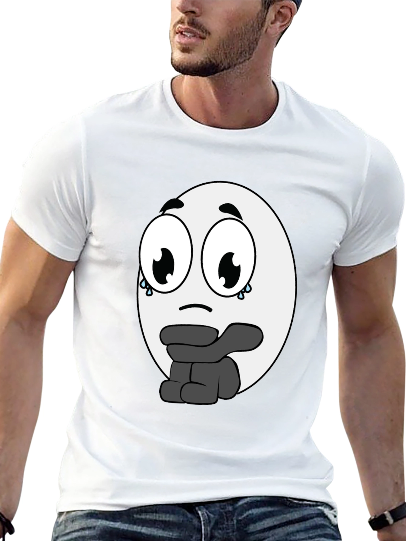 Sad Egg Cartoon T-Shirt - Unique Graphic Tee
