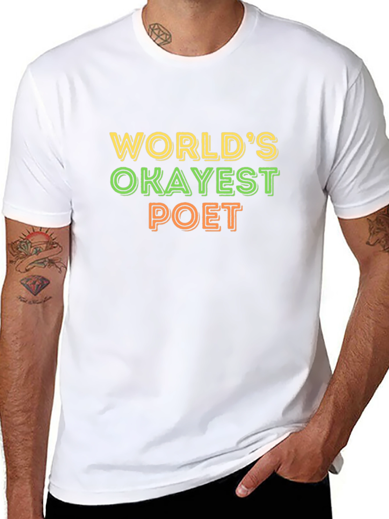 Worlds Okayest Poet Black Graphic T-Shirt