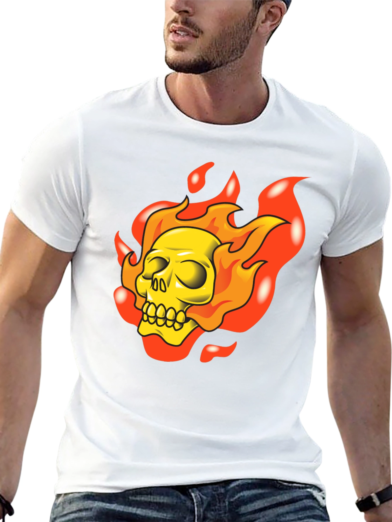 Flaming Skull Graphic T-Shirt - Rocker Style