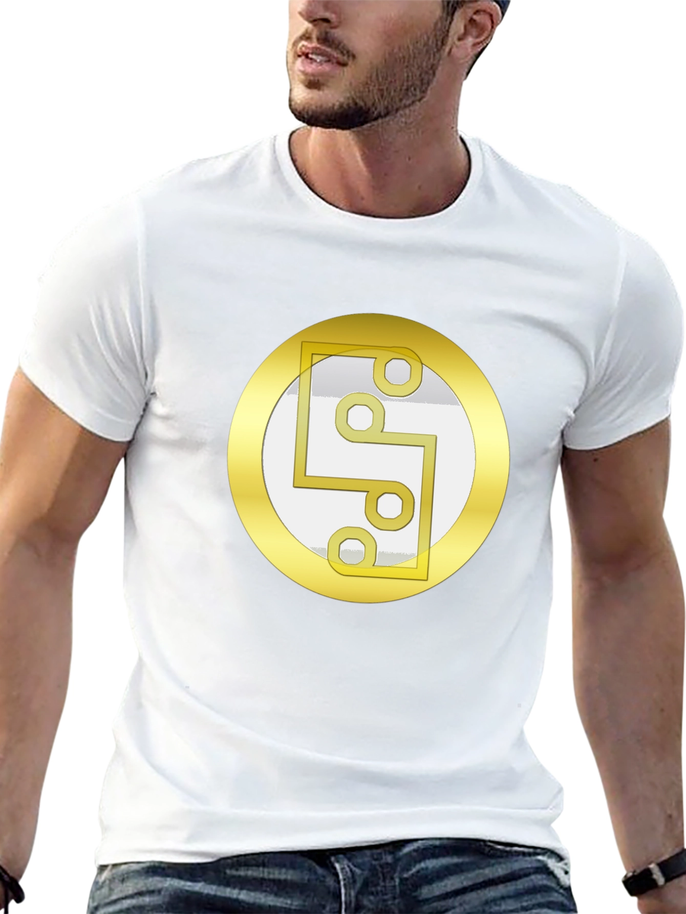 Geometric Circle Graphic Print Black T-Shirt