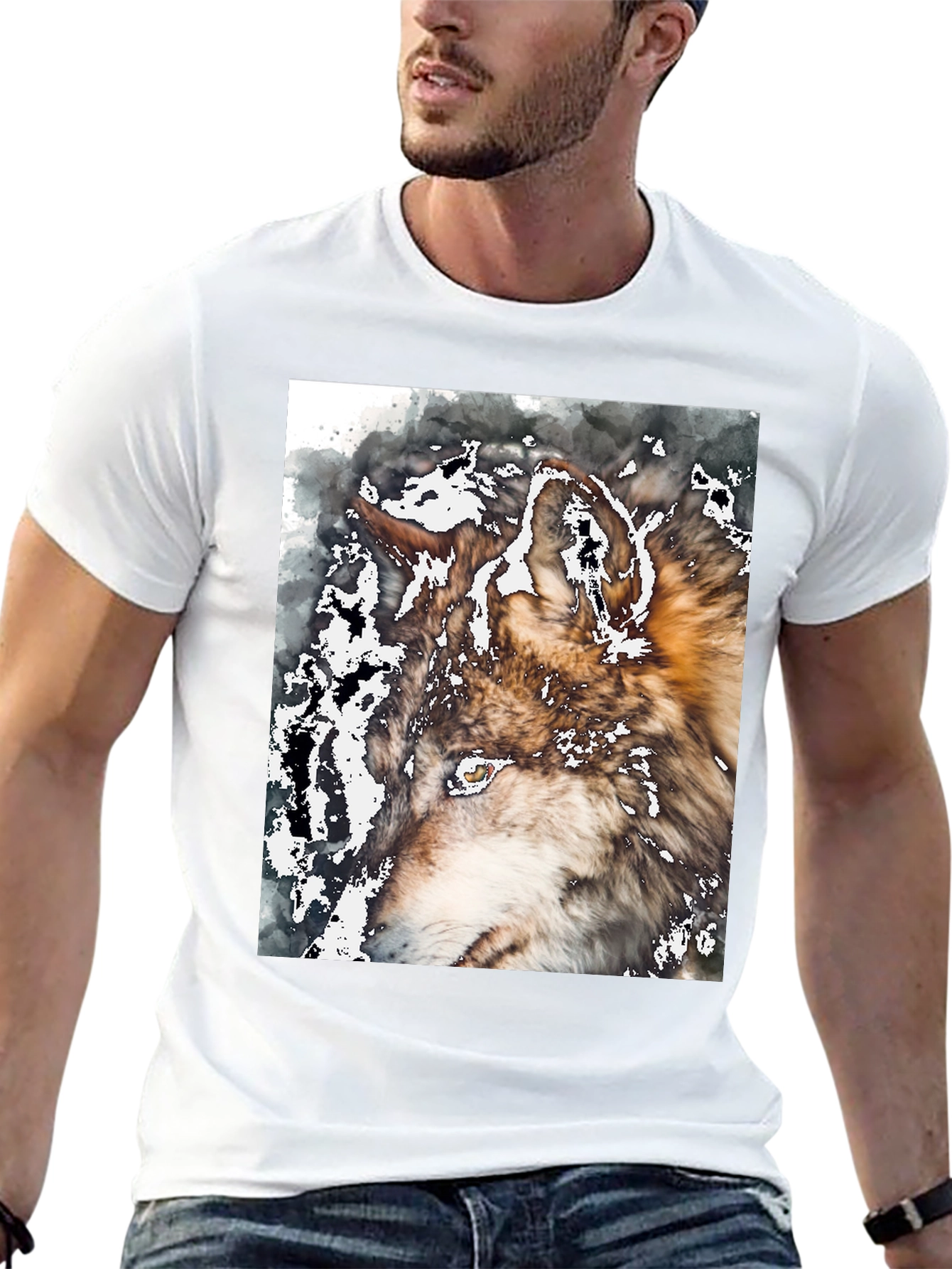 Wolf Graphic Tee - Black Cotton Blend