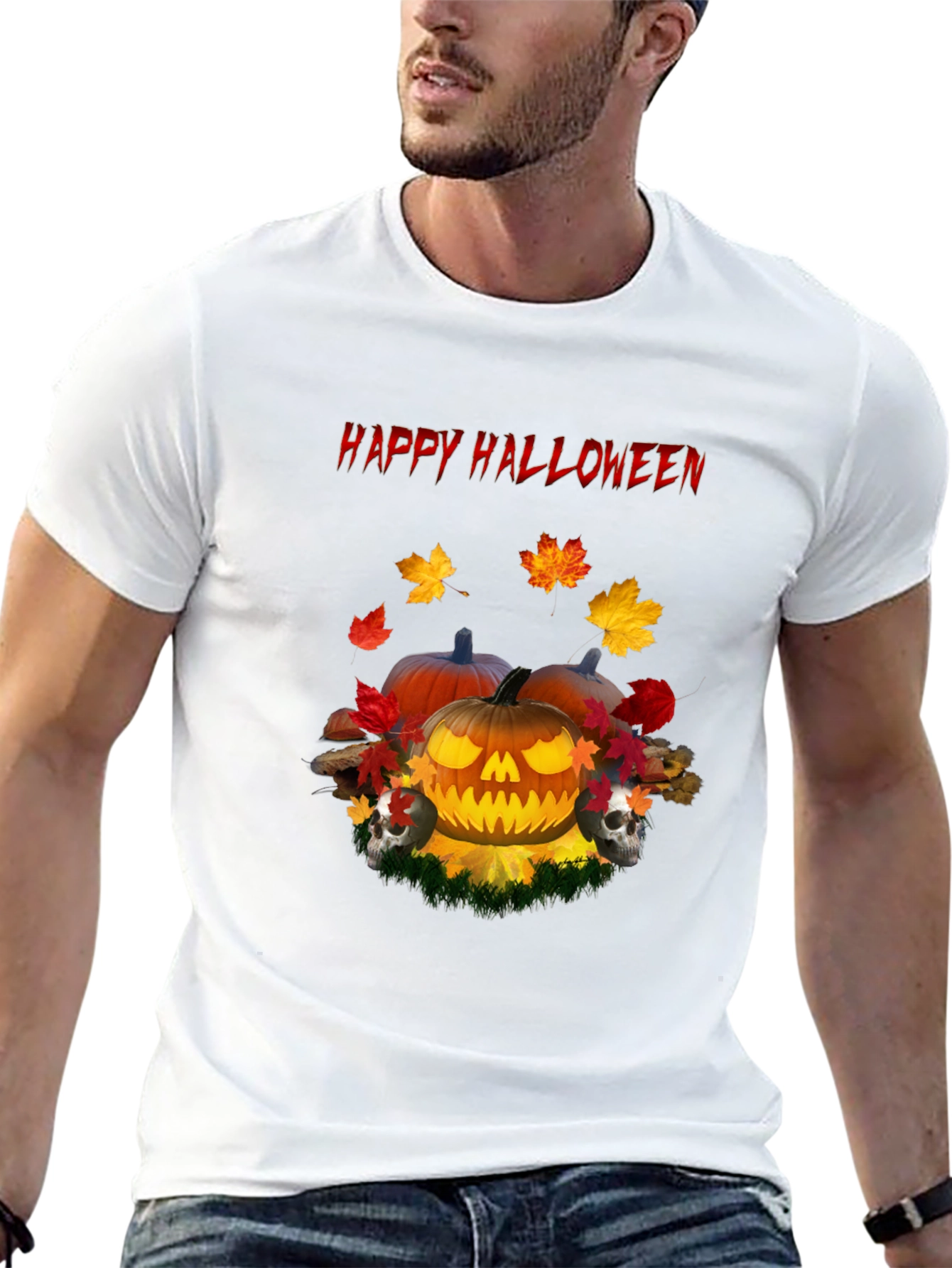 Happy Halloween Pumpkin Skull T-Shirt