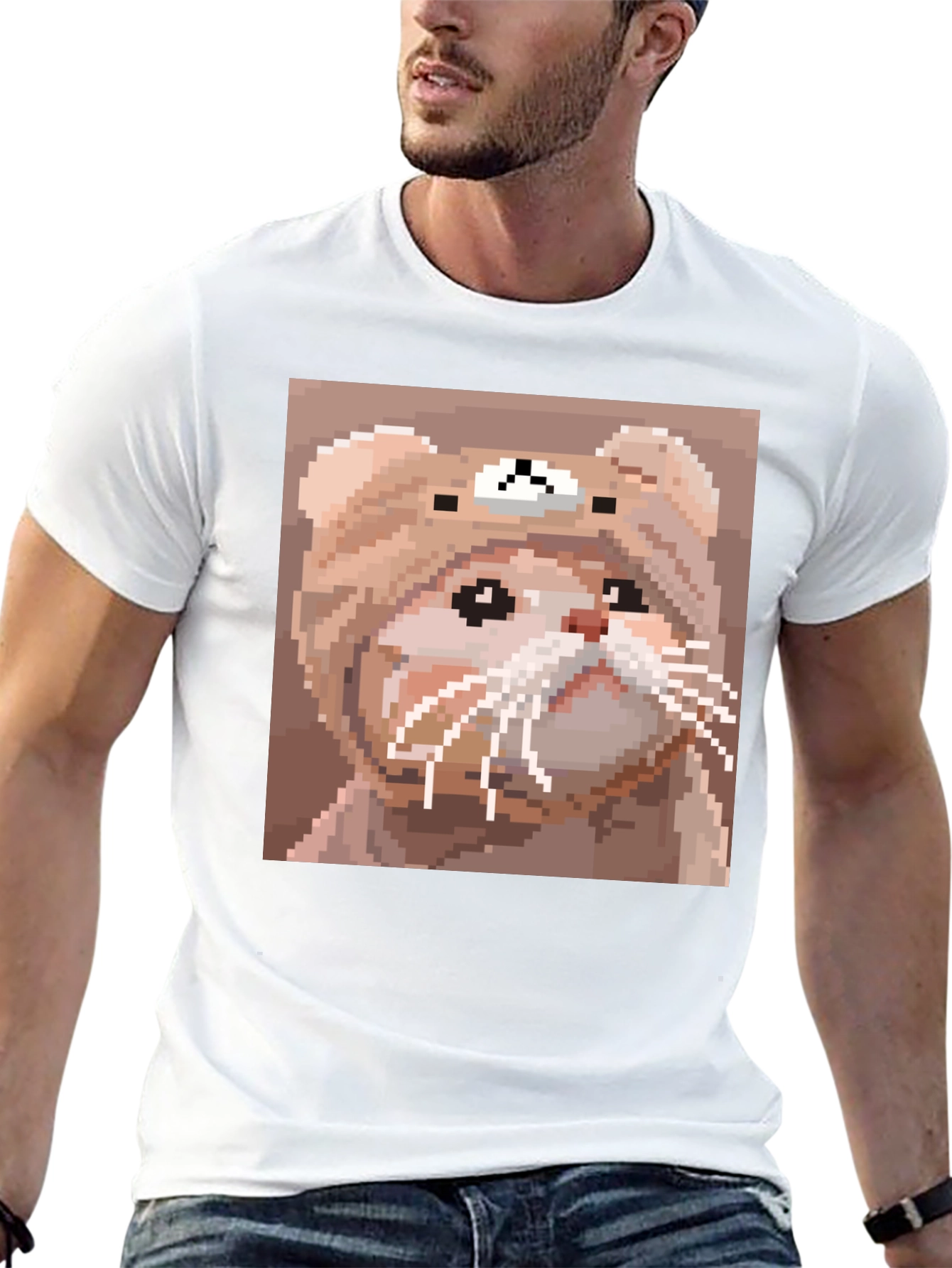 Pixel Cat T-Shirt - Cute Cartoon Bear