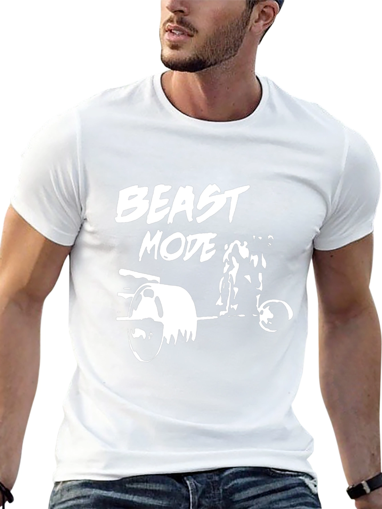 Beast Mode Weightlifting Graphic Tee - Black Cotton