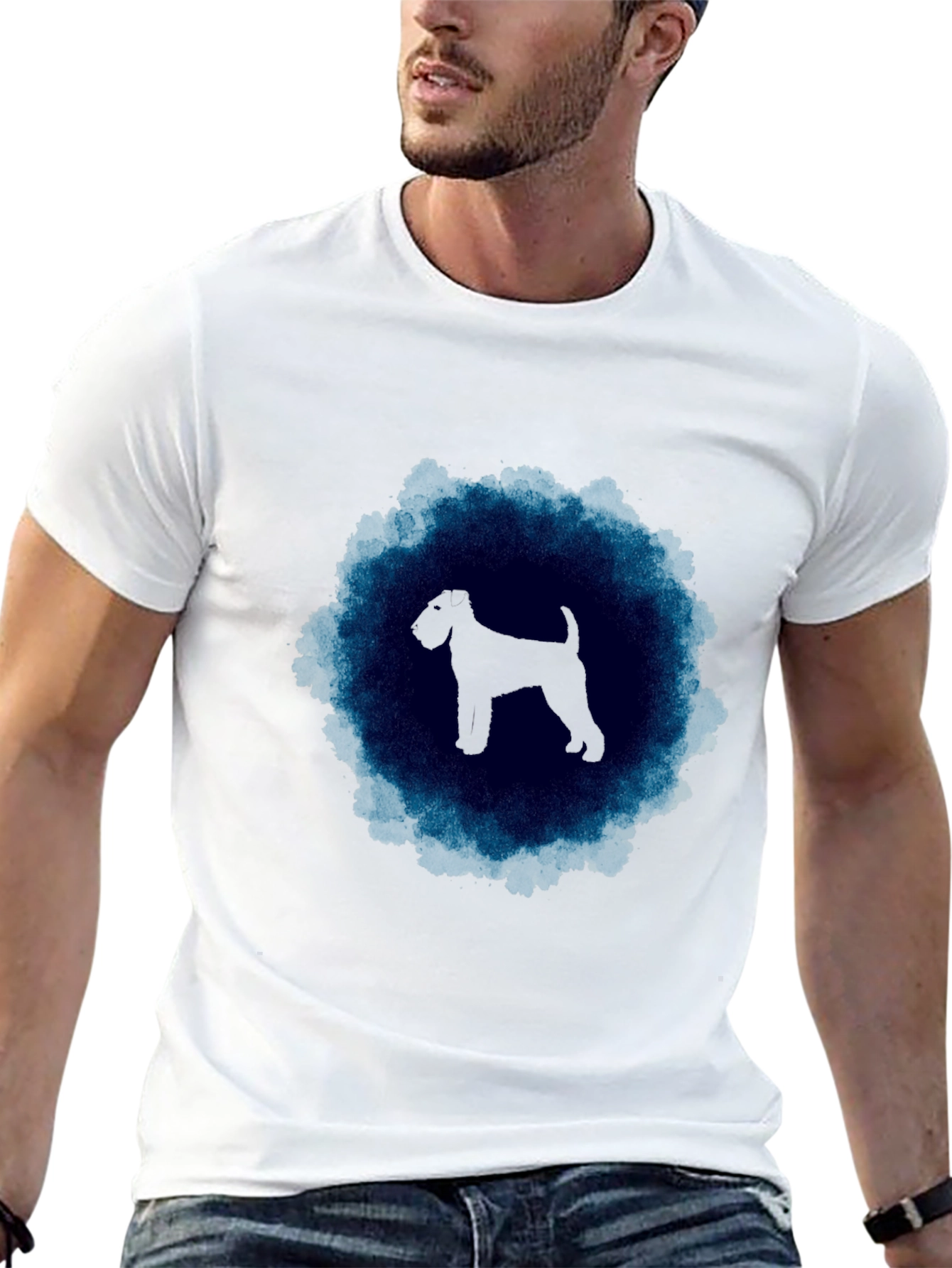 Dog Silhouette T-Shirt - Black Crew Neck Tee
