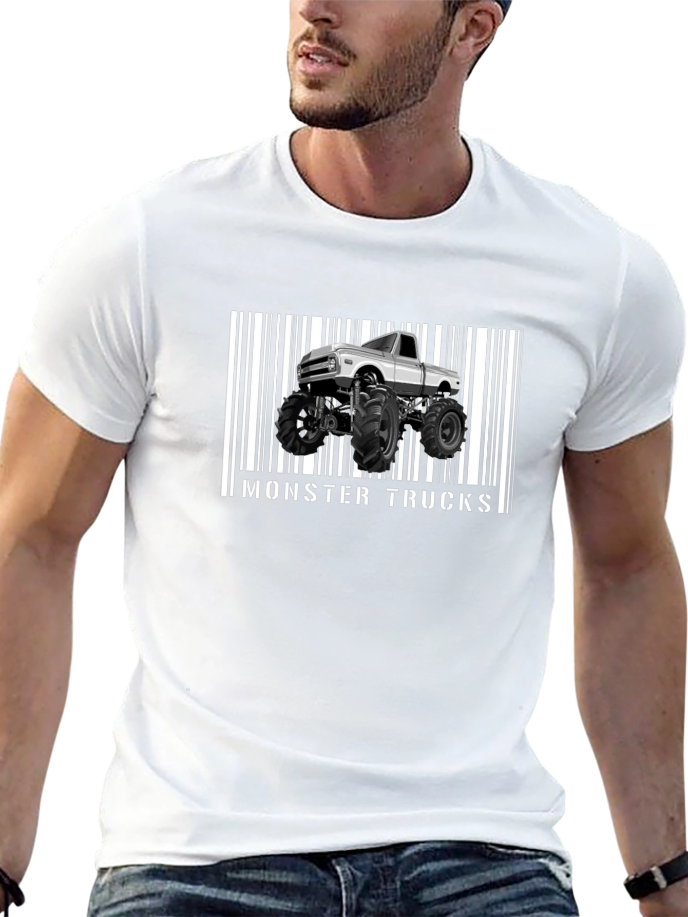 Monster Truck Barcode Graphic T-Shirt