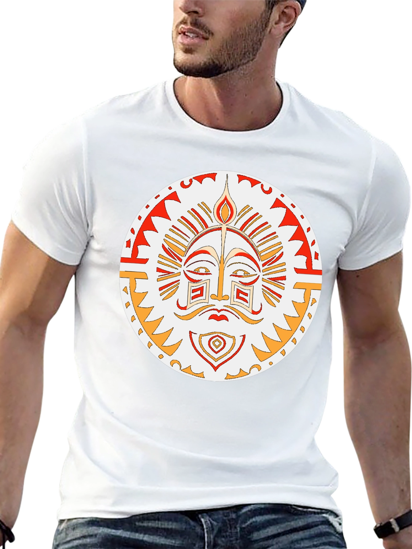 Tribal Sun Graphic T-Shirt - Unique Design