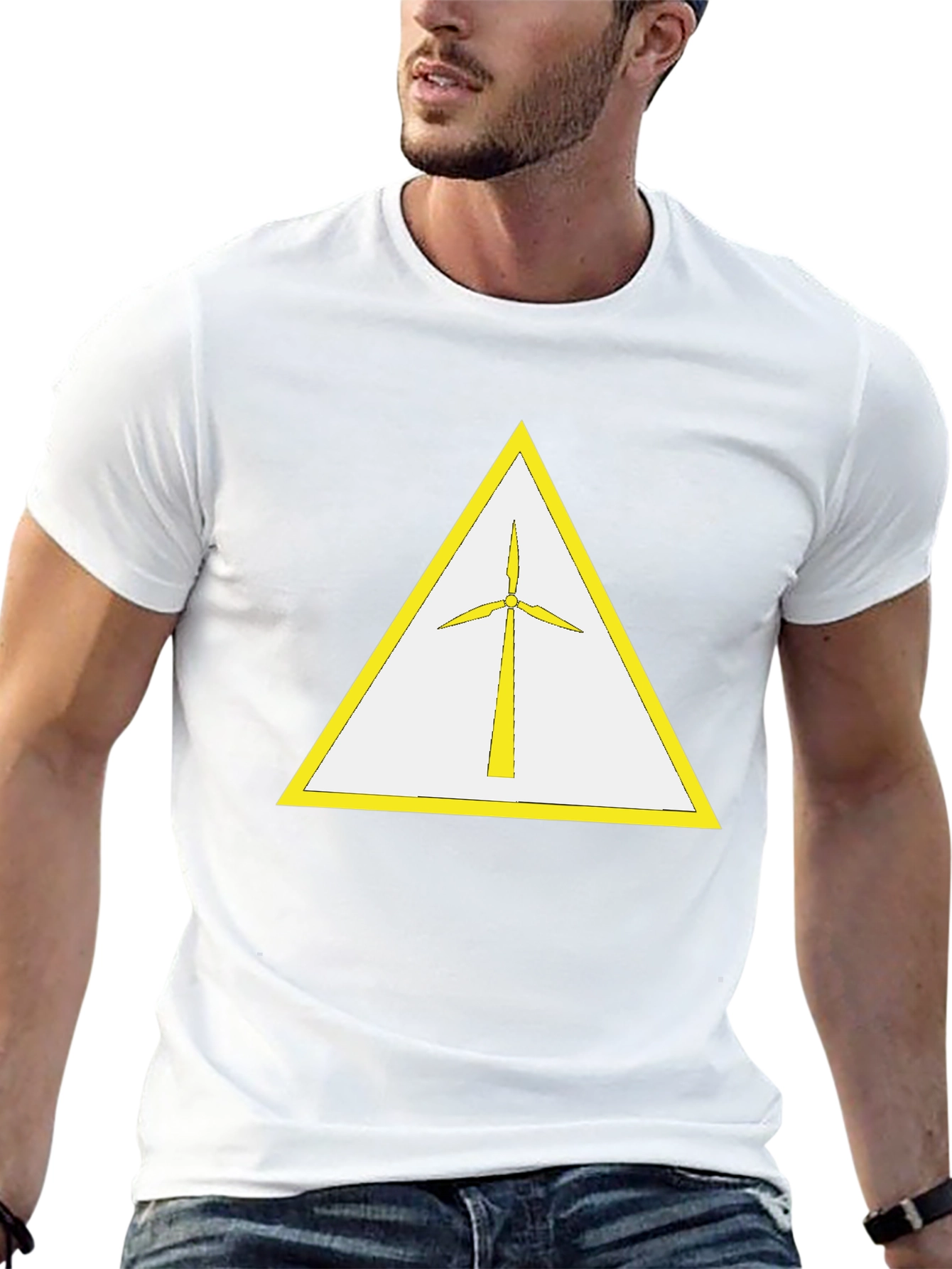 Wind Turbine T-Shirt - Yellow Triangle Design