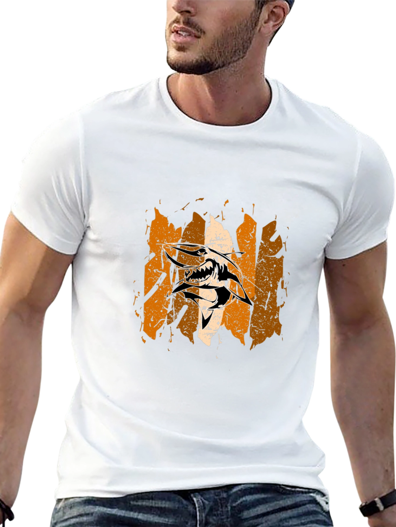 Edgy Shark Graphic Print Black T-Shirt