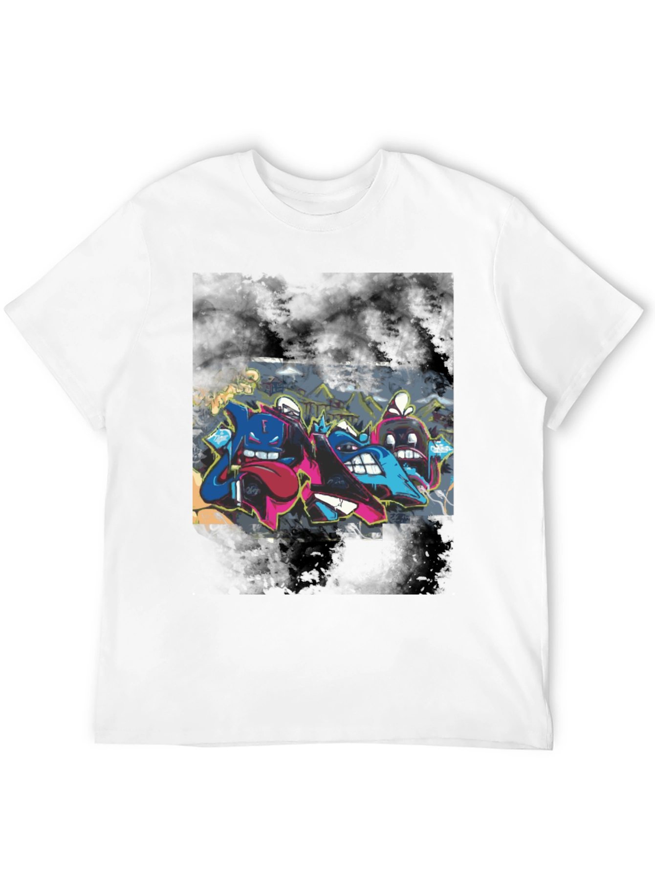 Graffiti Cartoon Crew Neck T-Shirt