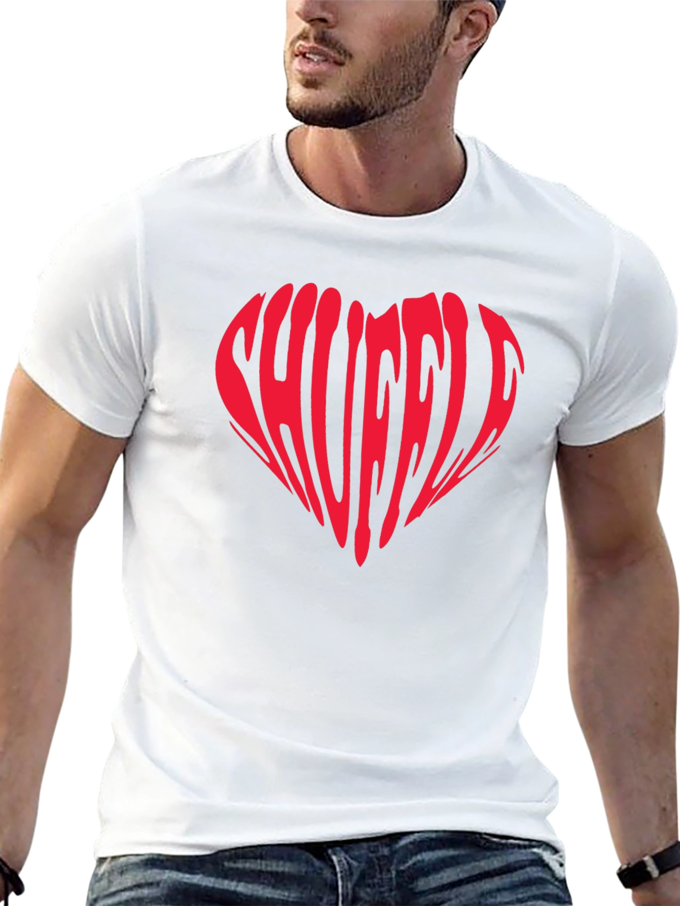 Shuffle Heart Graphic T-Shirt - Trendy Tee
