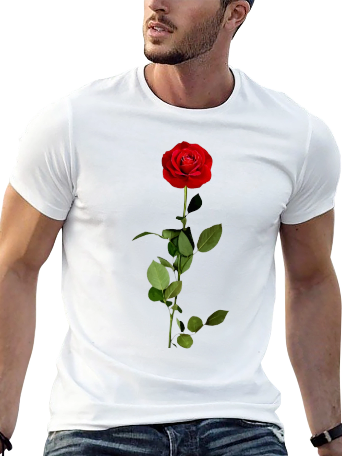 Rose Graphic Tee - Black Cotton Blend