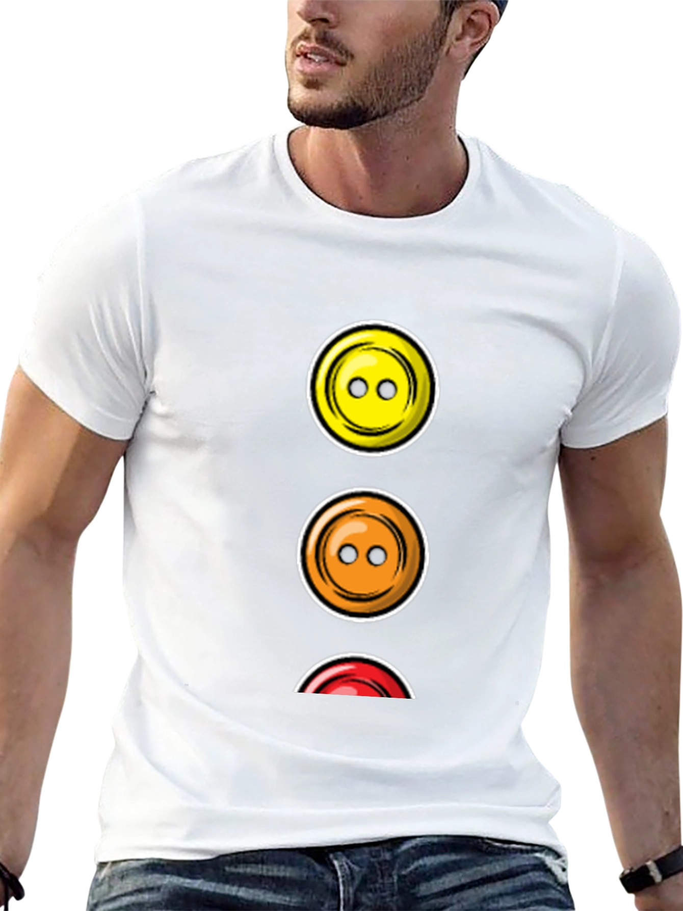 Traffic Light Buttons T-Shirt - Black
