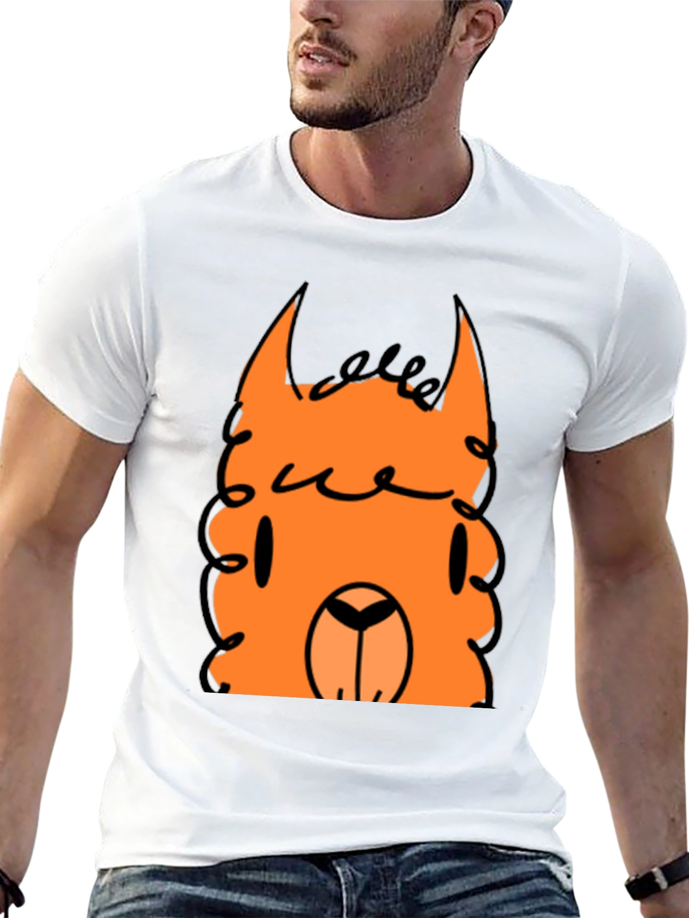 Orange Llama Graphic Tee - Quirky Casual Style