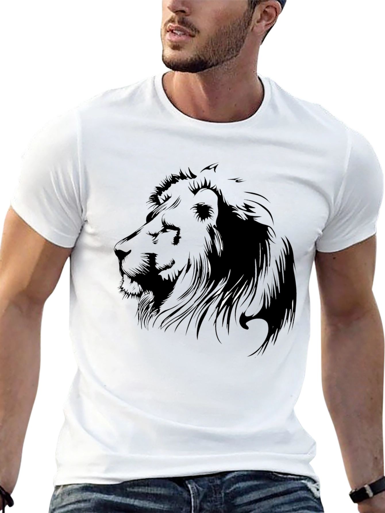 Lion Graphic T-Shirt - Mens Black Tee