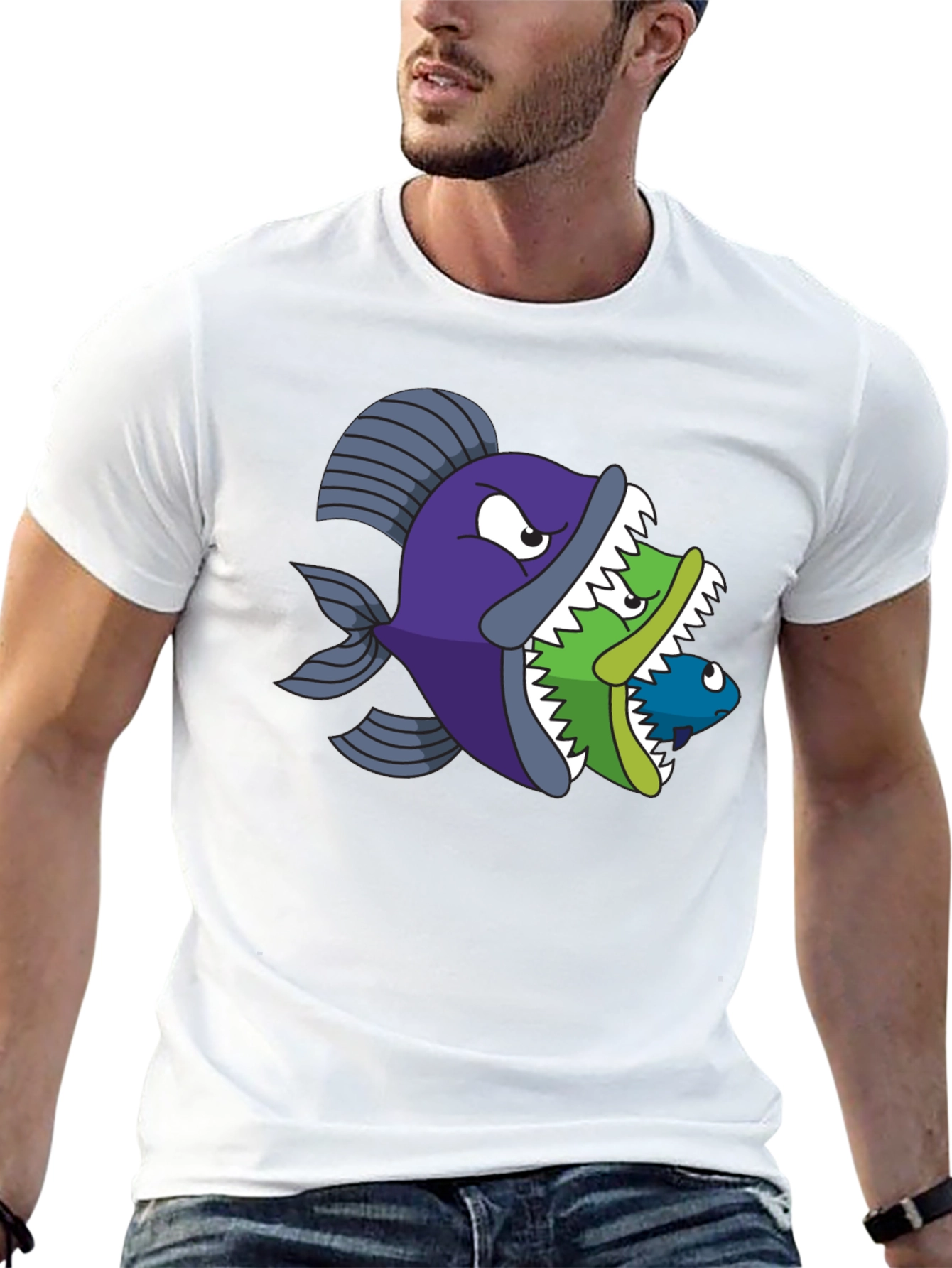 Fish Eats Fish Graphic Tee - Black T-Shirt