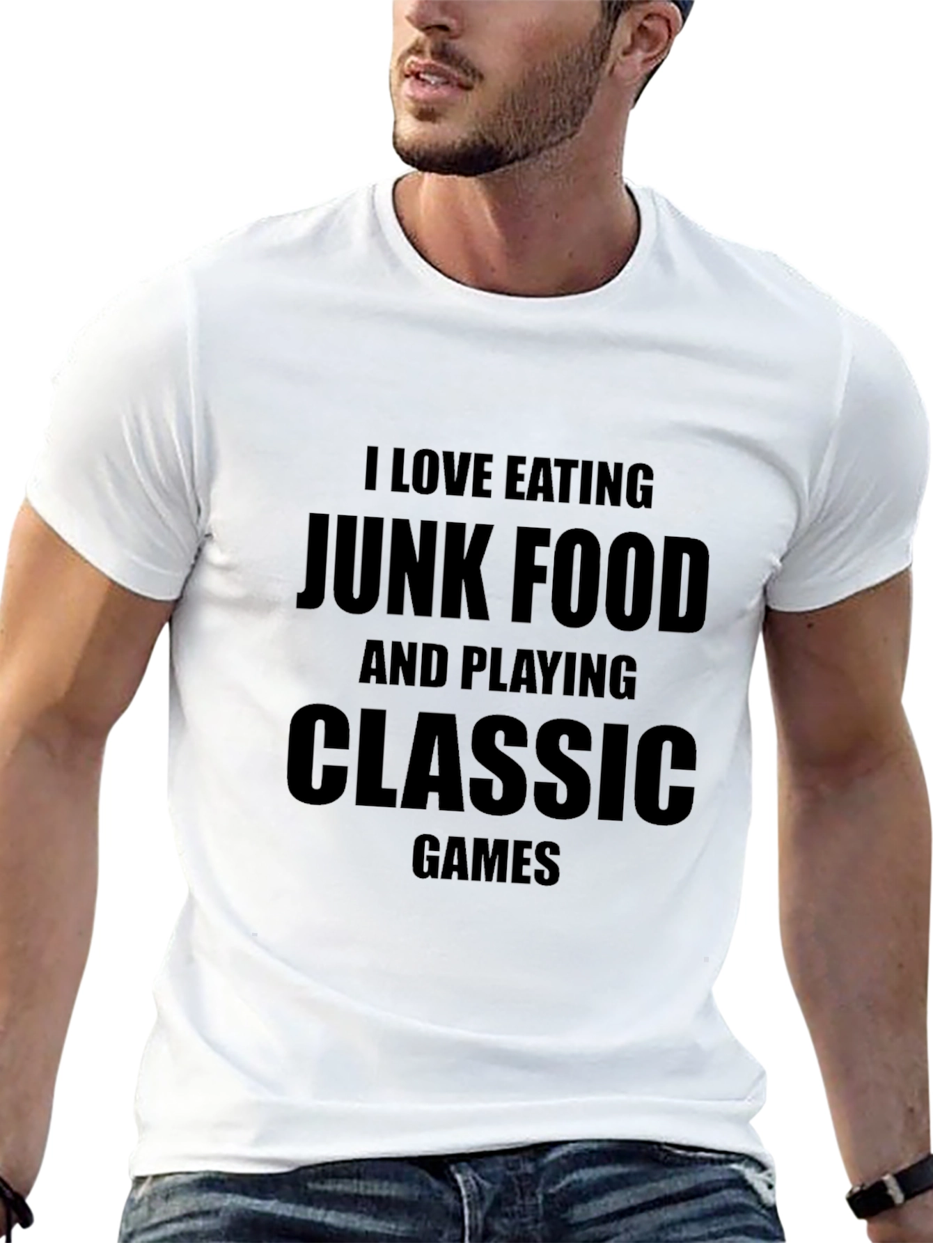 Funny Junk Food & Classic Games Black T-Shirt