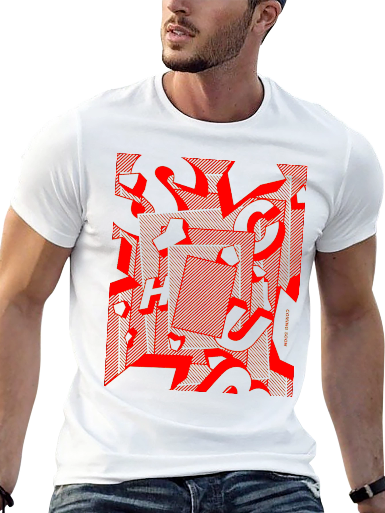 Abstract Graphic Tee - Red on Black