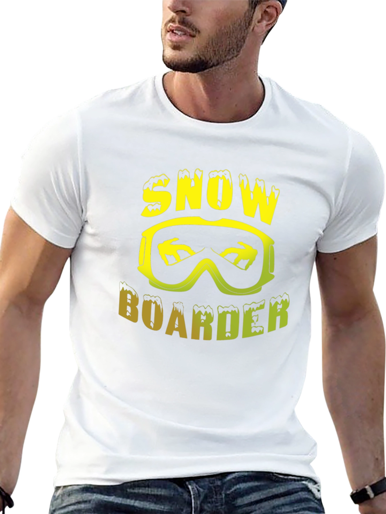 Snowboarder Graphic Tee - Black Crew Neck