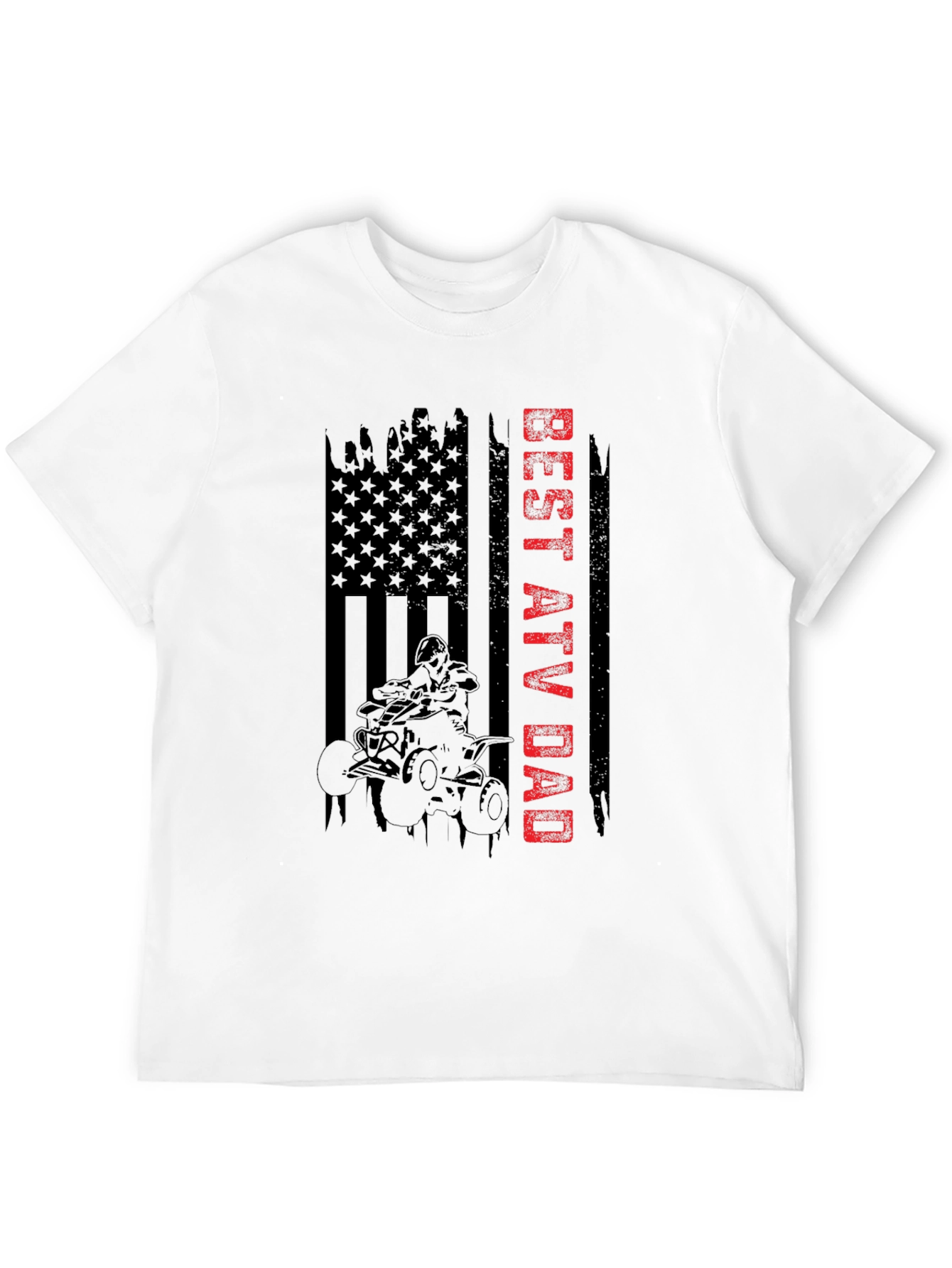 Best ATV Dad American Flag Graphic T-Shirt