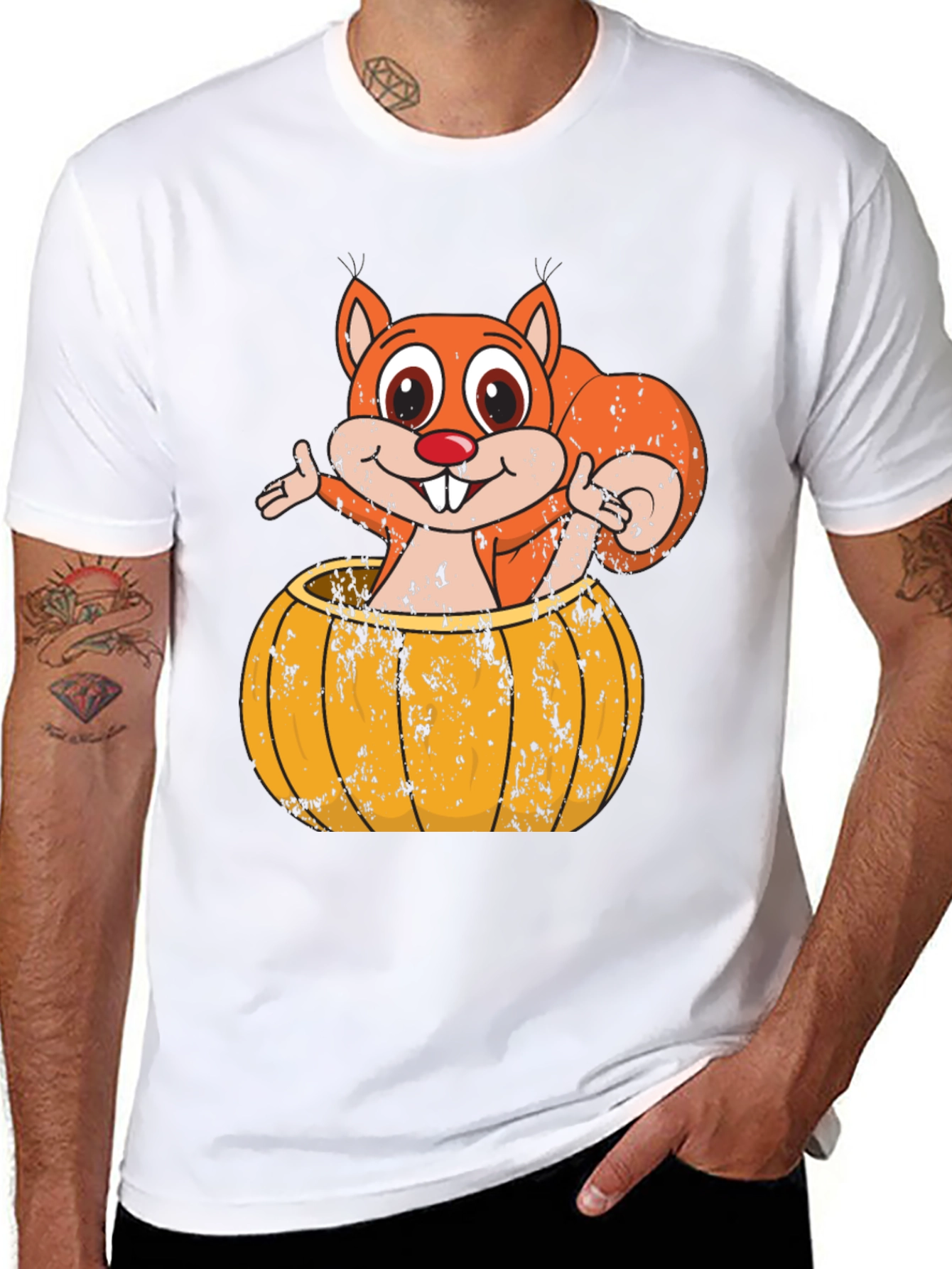 Squirrel Pumpkin T-Shirt - Fall Harvest Graphic Tee