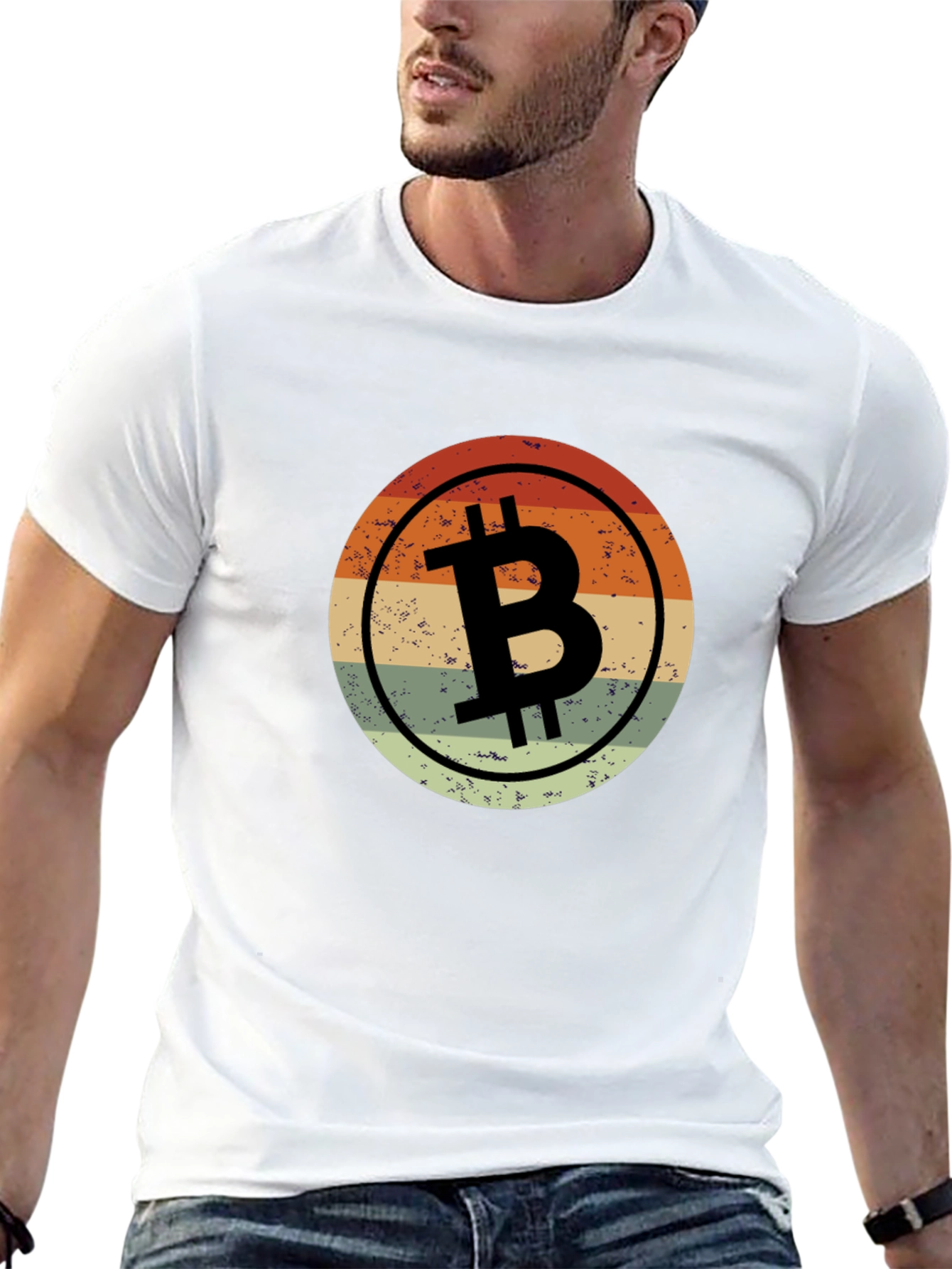 Retro Bitcoin BTC Logo Black T-Shirt