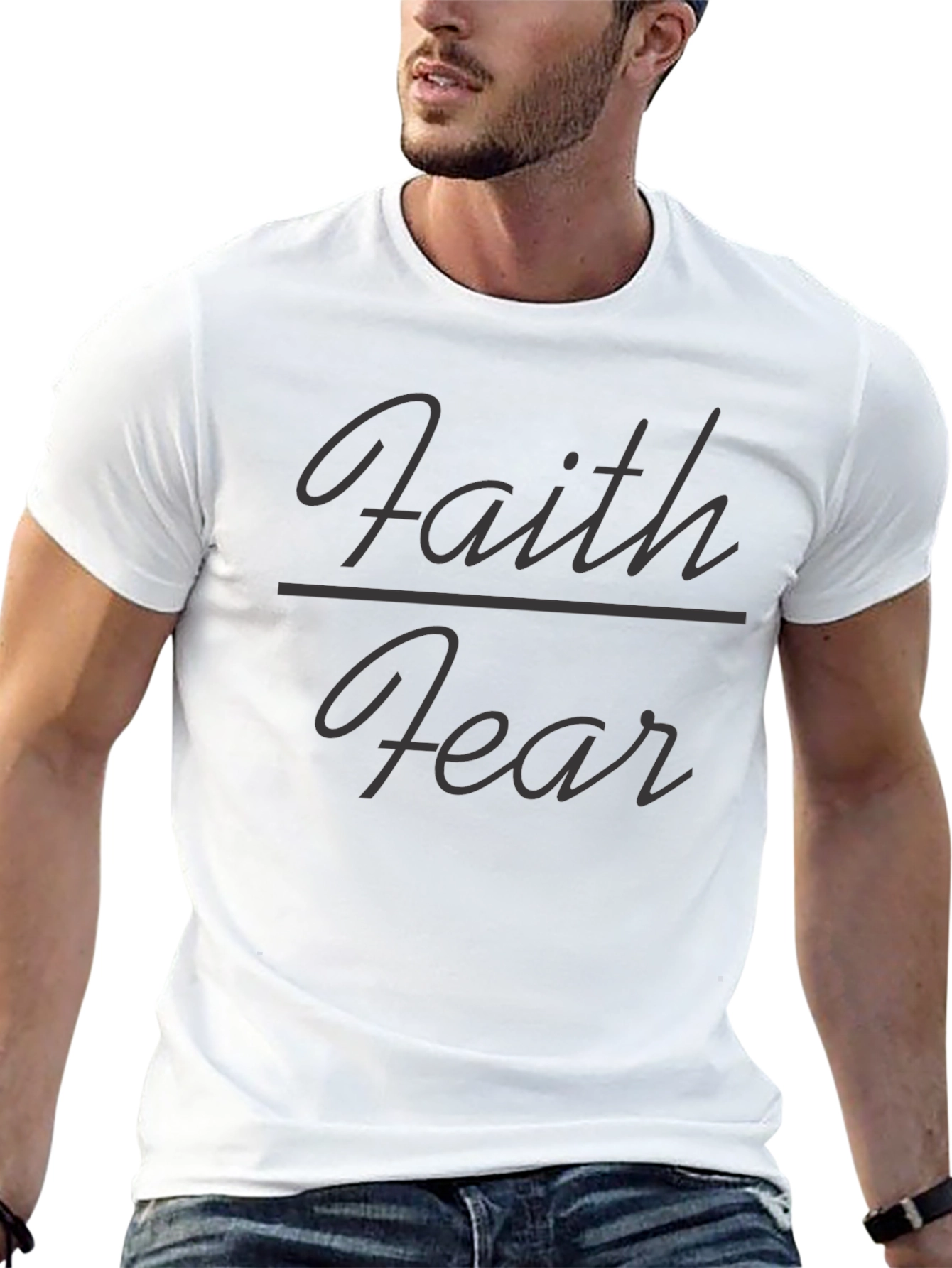 Faith Over Fear Graphic Tee - Black Cotton T-Shirt