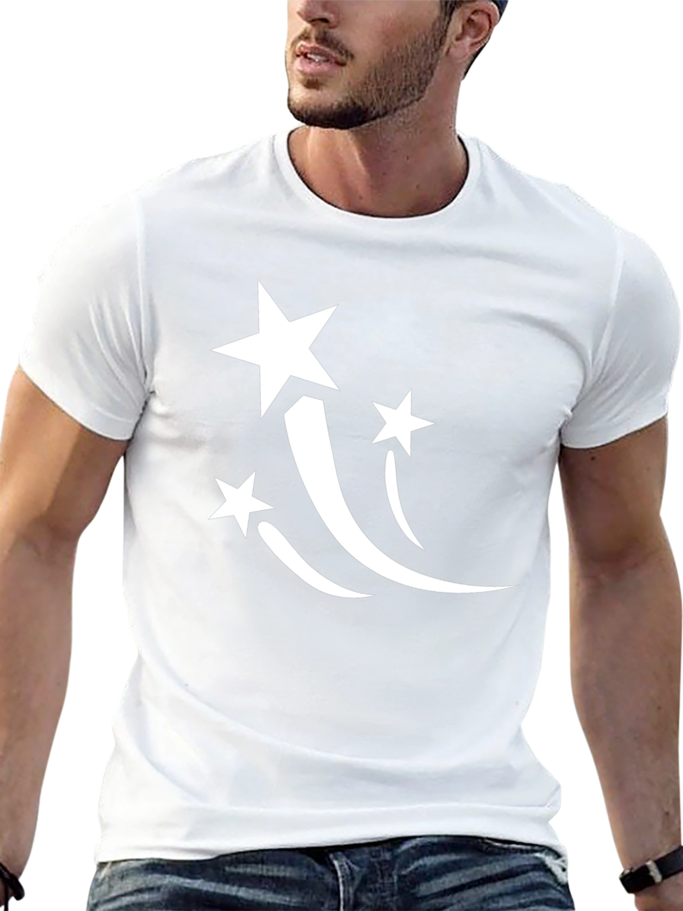 Stylish Black T-Shirt with White Star Graphic