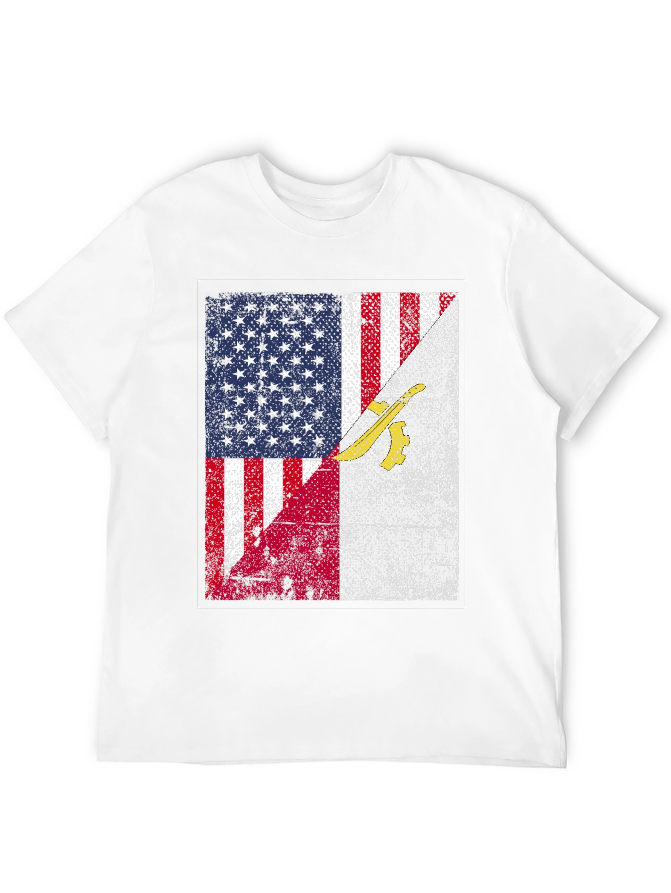 USA & Gadsden Flag Distressed Graphic T-Shirt