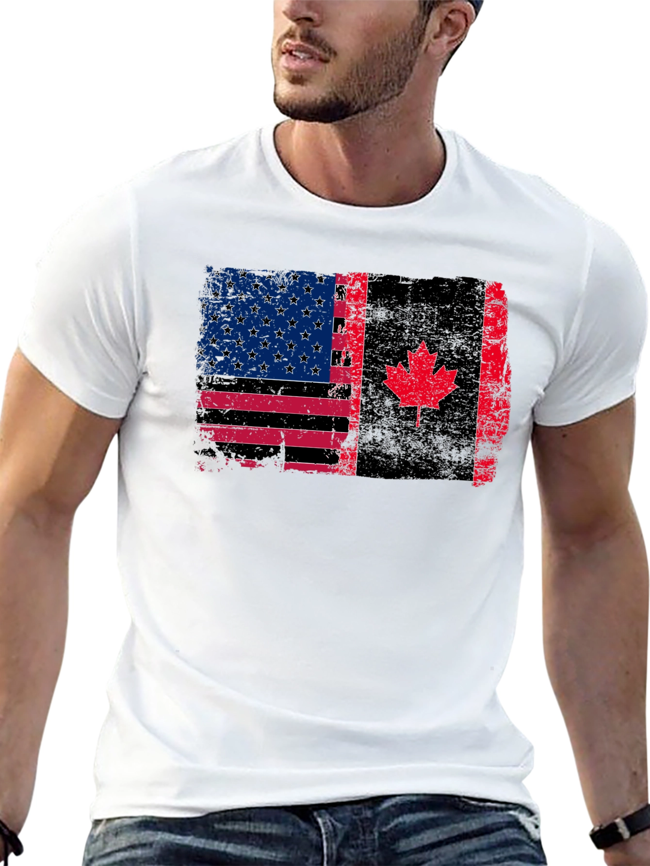 USA Canada Flag T-Shirt - Patriotic Design