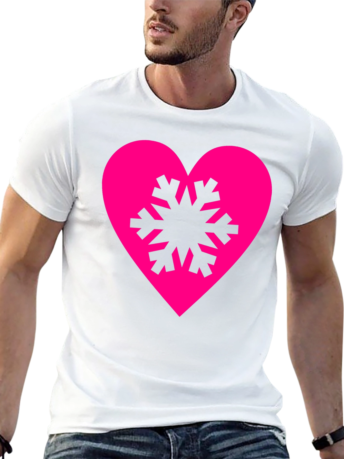 Heart Snowflake Graphic Tee - Stylish Black T-Shirt