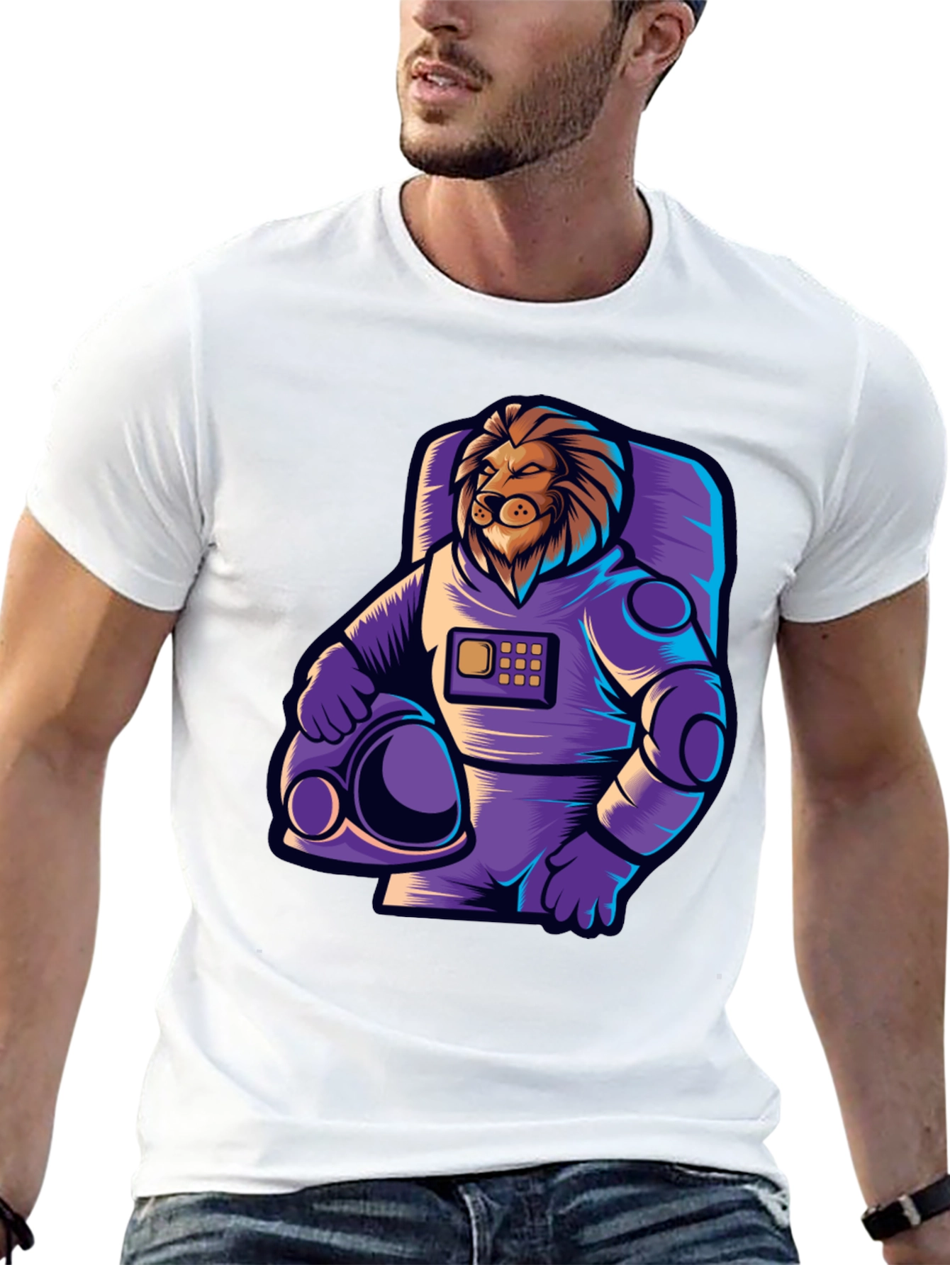 Lion Astronaut T-Shirt - Space Explorer Tee